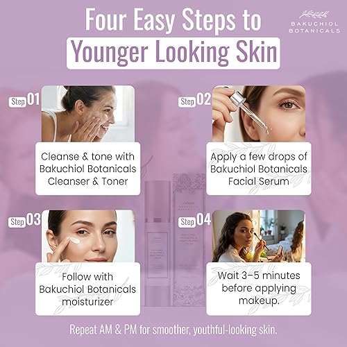 Miniatura 5 de Bakuchiol - Crema hidratante de 1.7 onzas, alternativa al retinol, ingredientes derivados de plantas naturales, bakuchiol y escualano, aloe, ácido