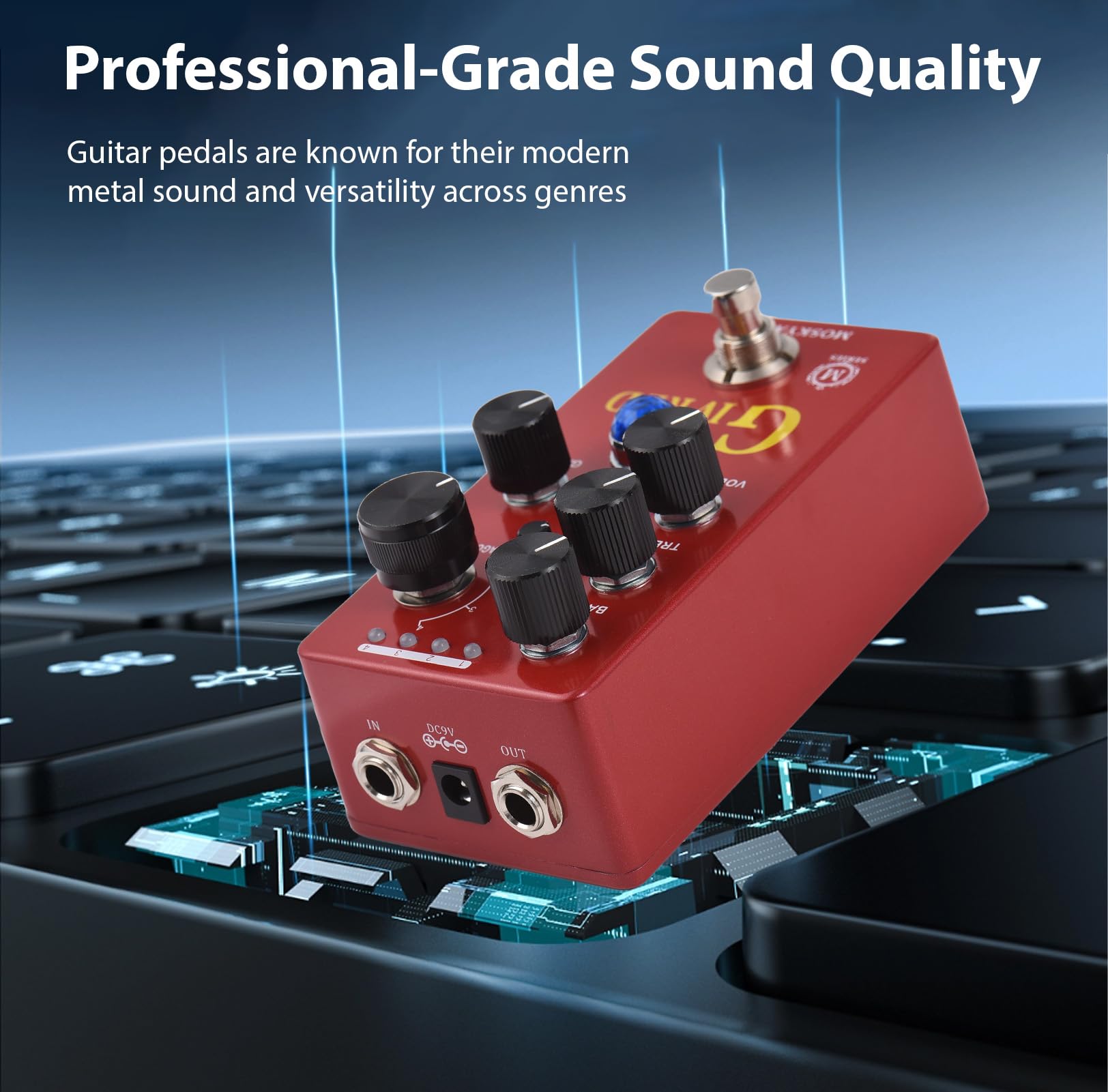G IV RED Purple Channel Preamplificatore/Overdrive/Pedale di Distorsione per Chitarra Elettrica Basso Effetto per Musicisti Professionisti Alluminio Rosso 4,5 * 2,6 * 2 Pollici Tutti i