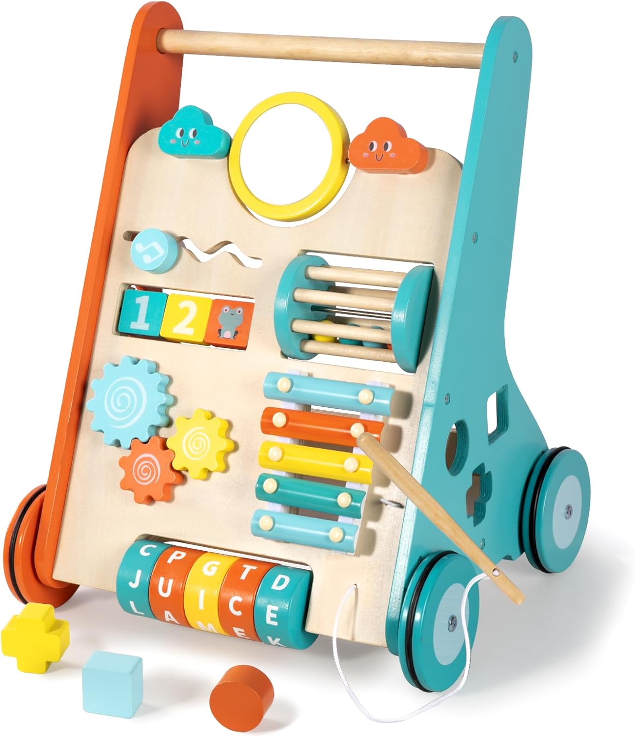 Wooden Baby Walker, Montessori Walker for Babies 6-12 Months, Push Walking Toys for 1 Year Old Learning to Walk