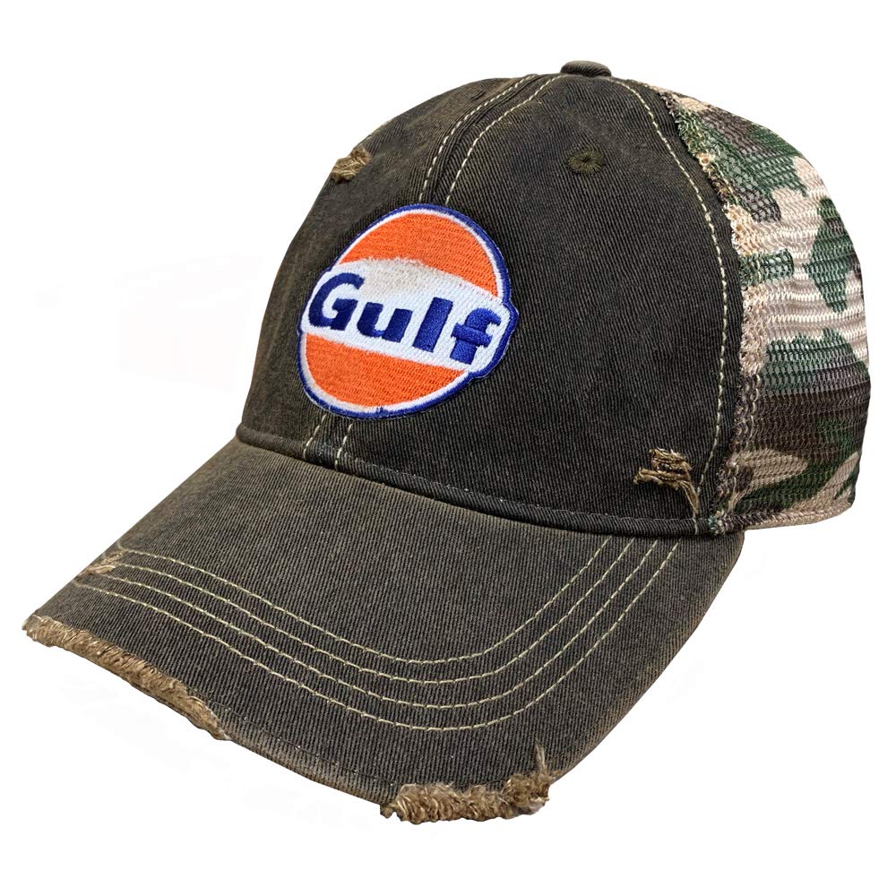 Gulf Men's Distressed Brown/Camo Distressed Vintage Adjustable Snapback Hat, One Size