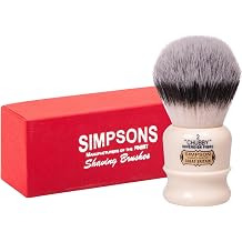 Simpsons Shaving Brush Chubby 2 CH2 Sovereign Fibre - Faux Ivory Handle - Premium Wet Shave Tool for Rich Lather - Extra Soft & Dense - Luxury Shaving Brush for Smooth, Comfortable Grooming