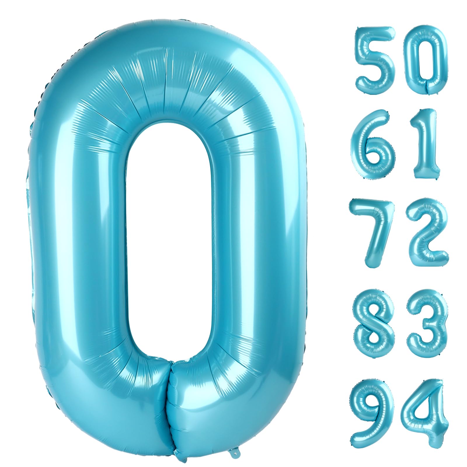 Pearlescent Blue Number Balloon 40 Inch, 0 Number Balloons, 10 20 30 40 50 Numbers Balloon Birthday Decorations, Party Supplies for Women Men