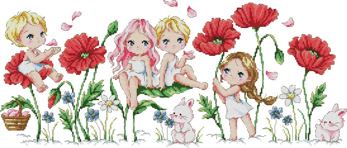 Awesocrafts Kreuzstich Set Schwan - Vorgedruckter Stoff 11CT, 40x50cm Mit Garn & Nadeln