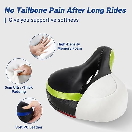 Miniatura 2 de TONBUX Comfortable Bike Seat for Men & Women, Memory Foam Bicycle Seat with Dual Shock Absorbing Ball, Universal Fit Bike Saddle for Stationary