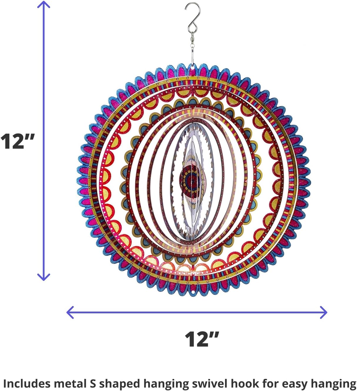 Sunrise Mandala 12'' Colorful Metal Kinetic Wind Spinner