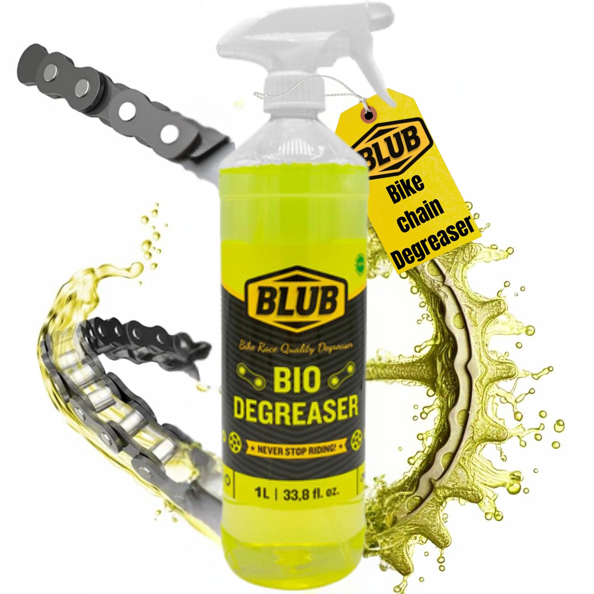 BLUB Bio Degreaser 1L – bike chain degreaser & chain cleaner – Eco-Friendly bike chain spray for MTB, Road & BMX – drivetrain degreaser – Biodegradable chain cleaner bicycle
