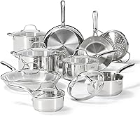 Vista 11 de T-fal Juego de ollas y sartenes de acero inoxidable de 11 piezas, inducción, apto para horno 500F, juego de cocina con sartenes, cacerolas, sartén