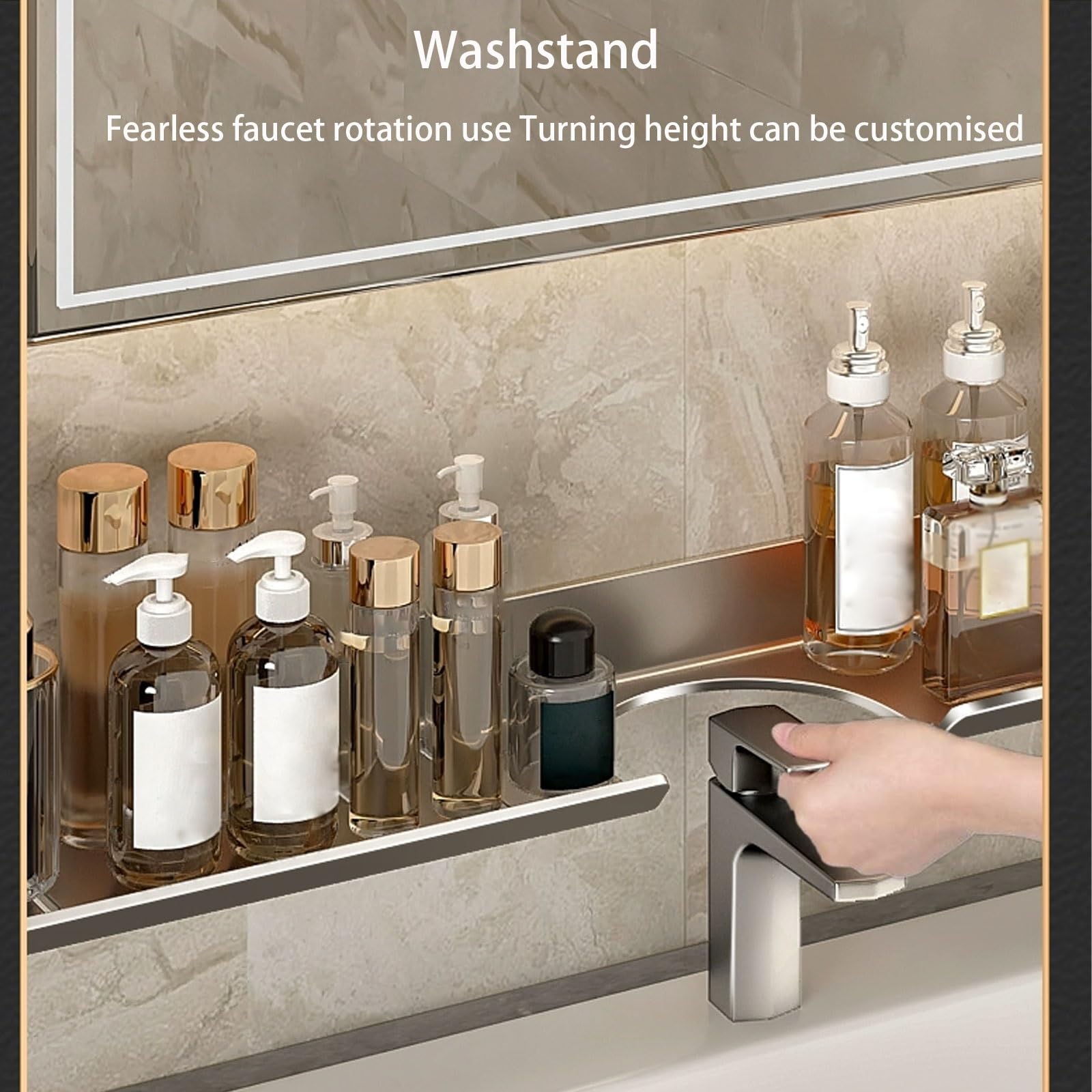 Estante de ducha gris montado en la pared de 70 cm, estante de almacenamiento sin taladro, organizador de ahorro de espacio para artículos esenciales de baño, soporte para champú, perfecto para