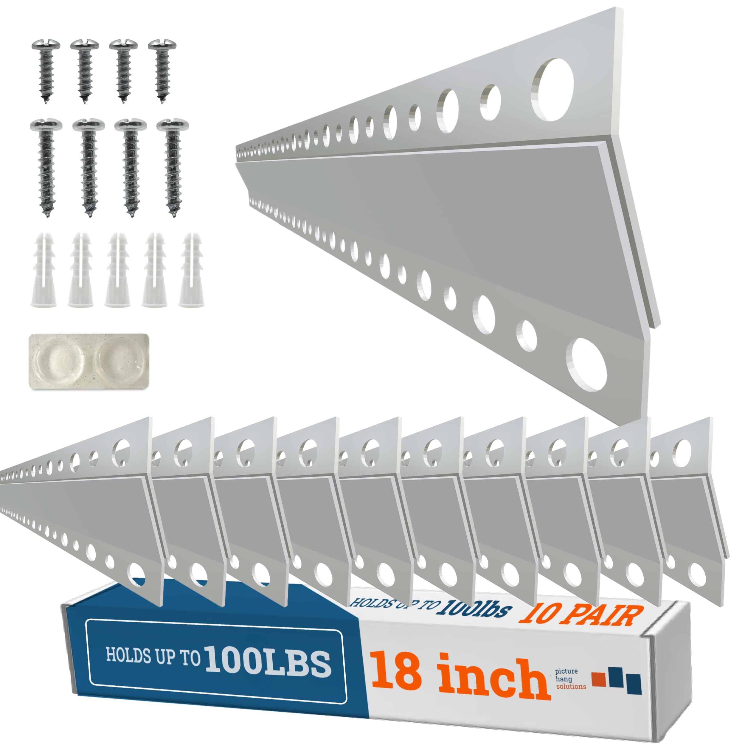 PHS French Cleat Hanger, 18 in, Holds 90 lb, 10 Pairs | Heavy duty