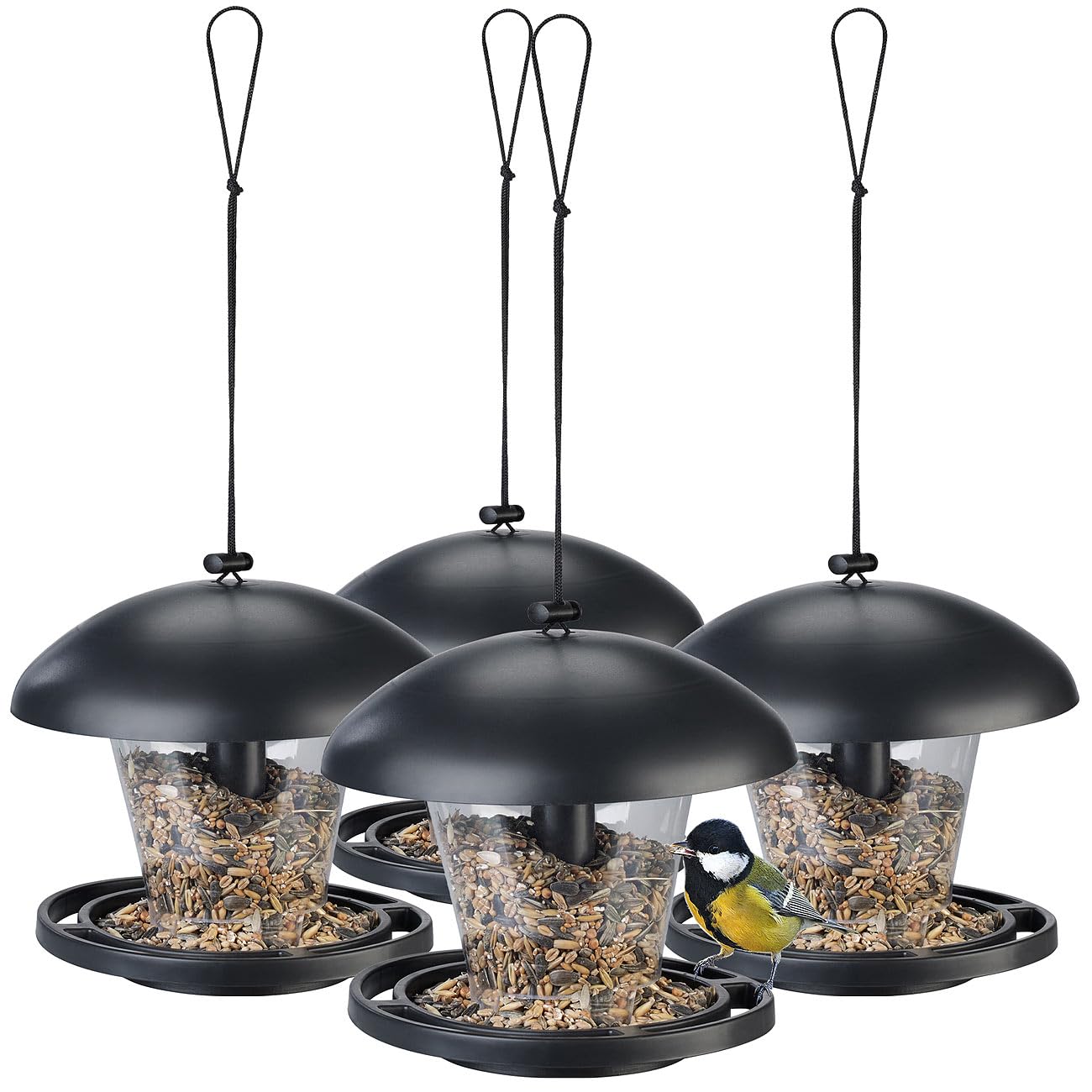 Royal Gardineer Futterhaus: 4er-Set wetterfeste Vogelfutterhäuser zum Aufhängen (Futter Vogelhaus, Vogelhaus zum Aufhängen wetterfest, EIS)