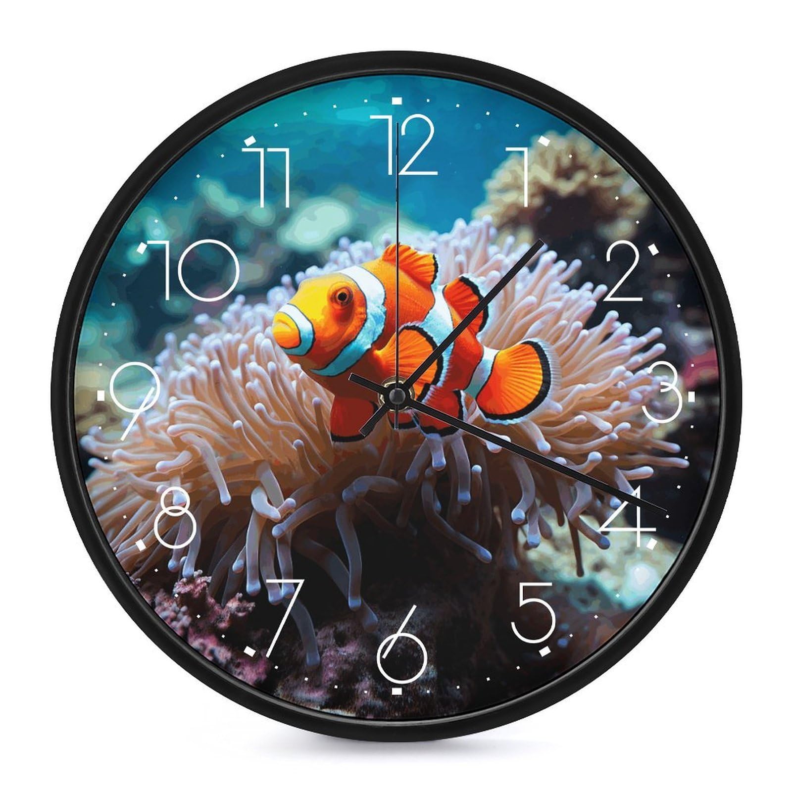Horloge murale design poisson clown finition soignée 25cm