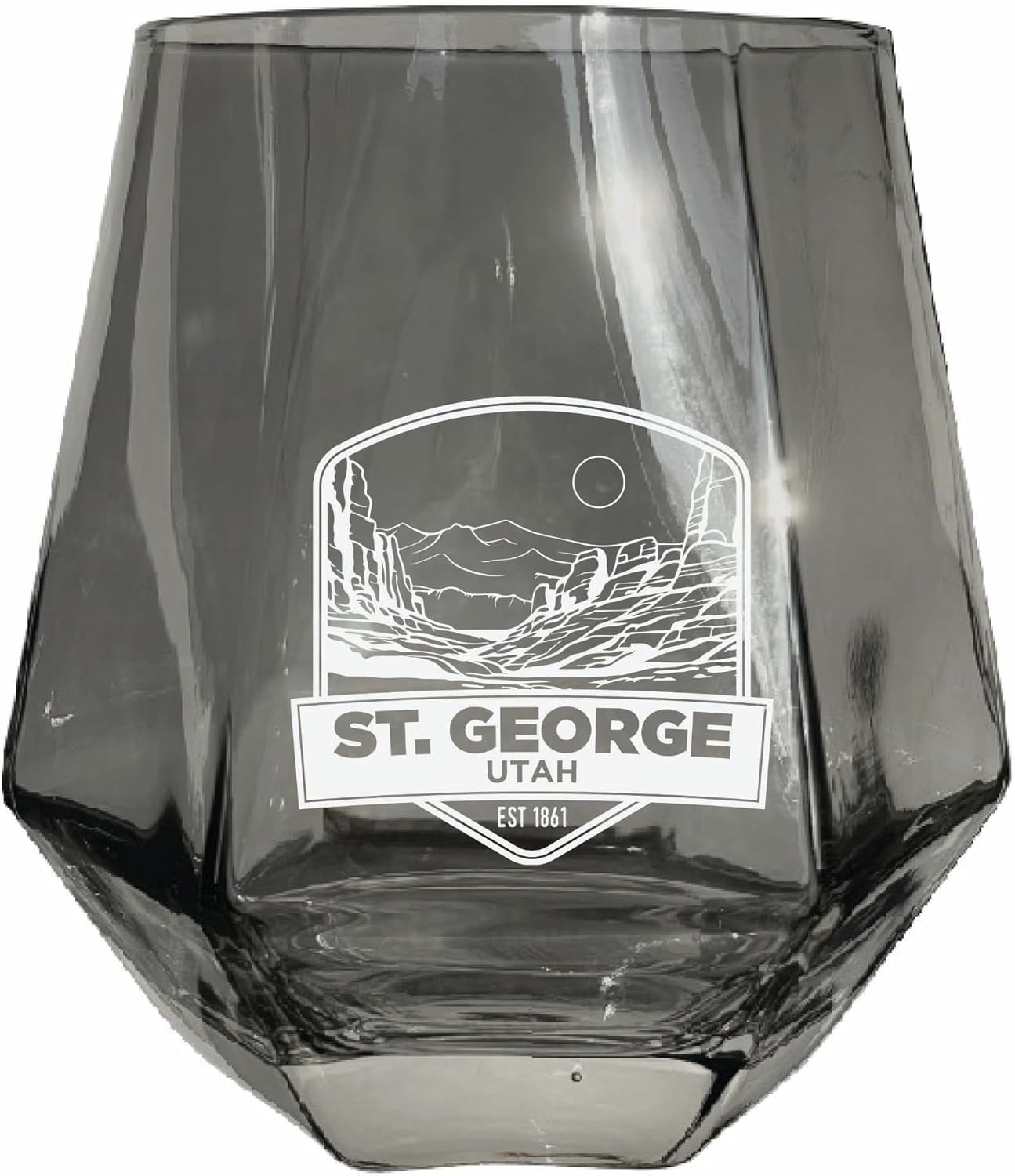 R and R Imports St. George Utah Souvenir Stemless Diamond Wine Glass Engraved 15 oz Iridescent 2-Pack