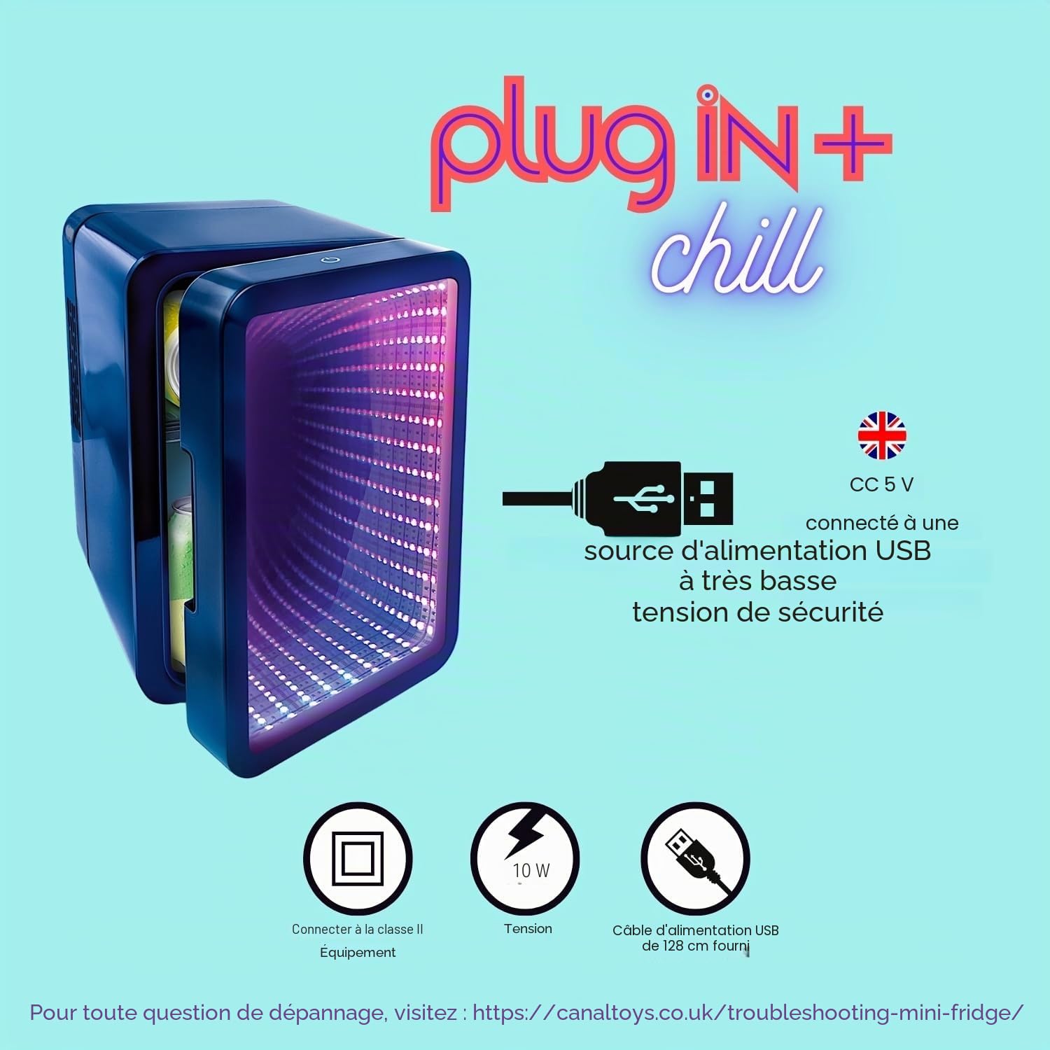 Canal Toys So Chill Mini réfrigérateur Infinity LED 6 canettes USB 5 V SELV 12 modes lumineux INF 041