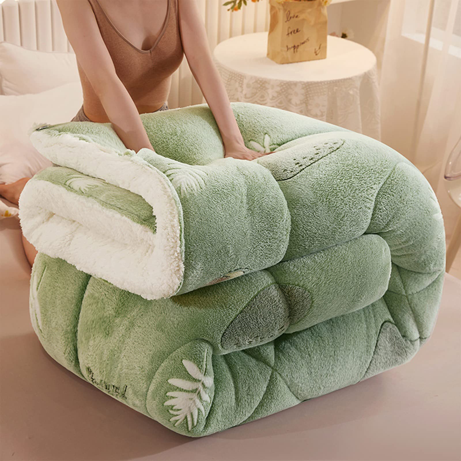 Cashmere Fabric Quilt Winter Soft Luxury Wool Comforter - Thick Fluffy Warm Duvet Lamb Velvet Duvet - Thicken Comforter For Home Bedroom - Winter Lamb Cashmere Blanket