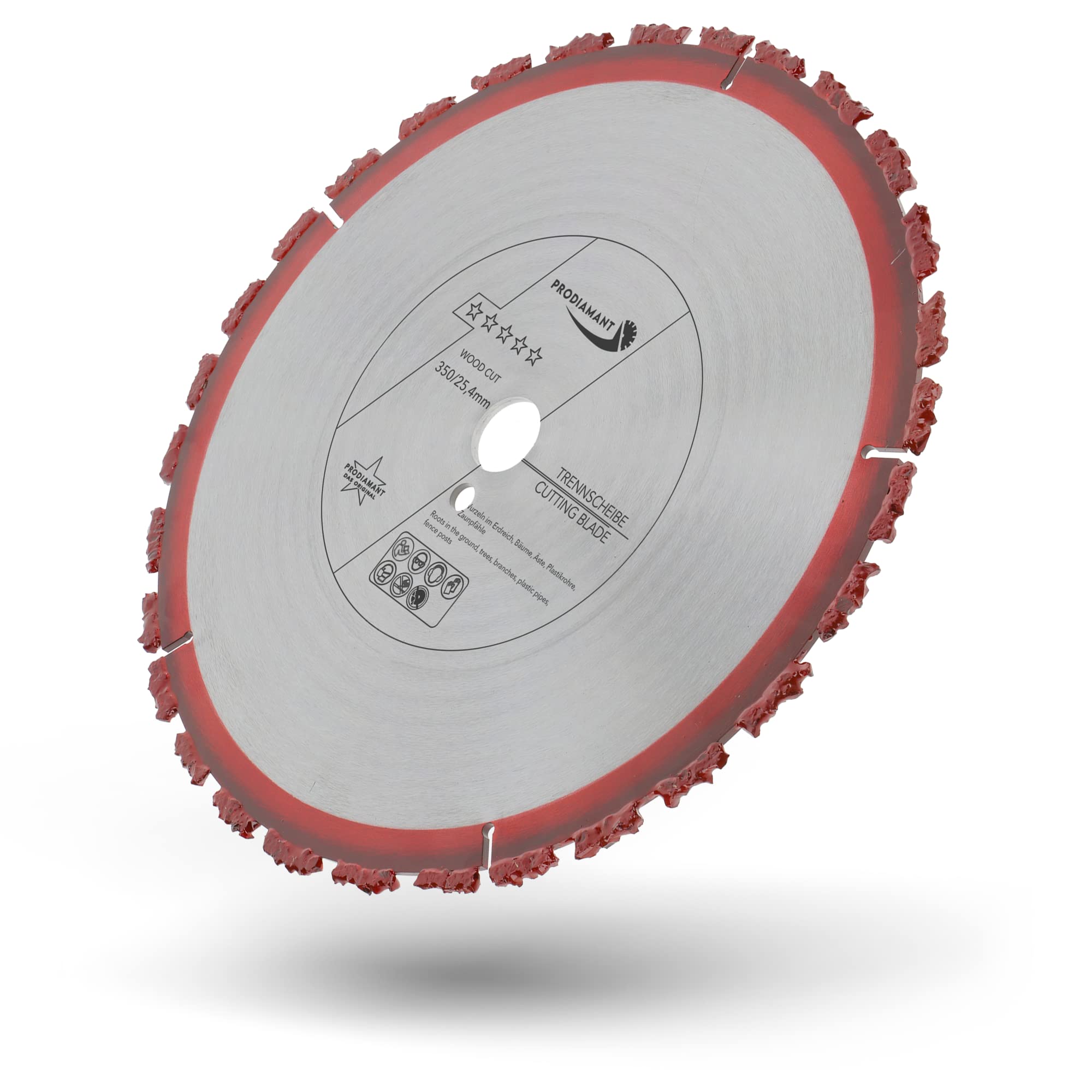 PRODIAMANT Disco de corte profesional para raíz de árbol, 350 mm x 25,4 mm, metal duro, 350 mm