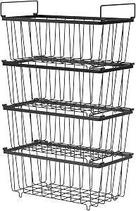 4 Pcs Freezer Organizer Chest Freezer Organizer Stackable Deep Freezer Organizer Bins Freezer Basket for Sorting Frozen Meats and Food with Foldable Handles Chest Freezer Organizer