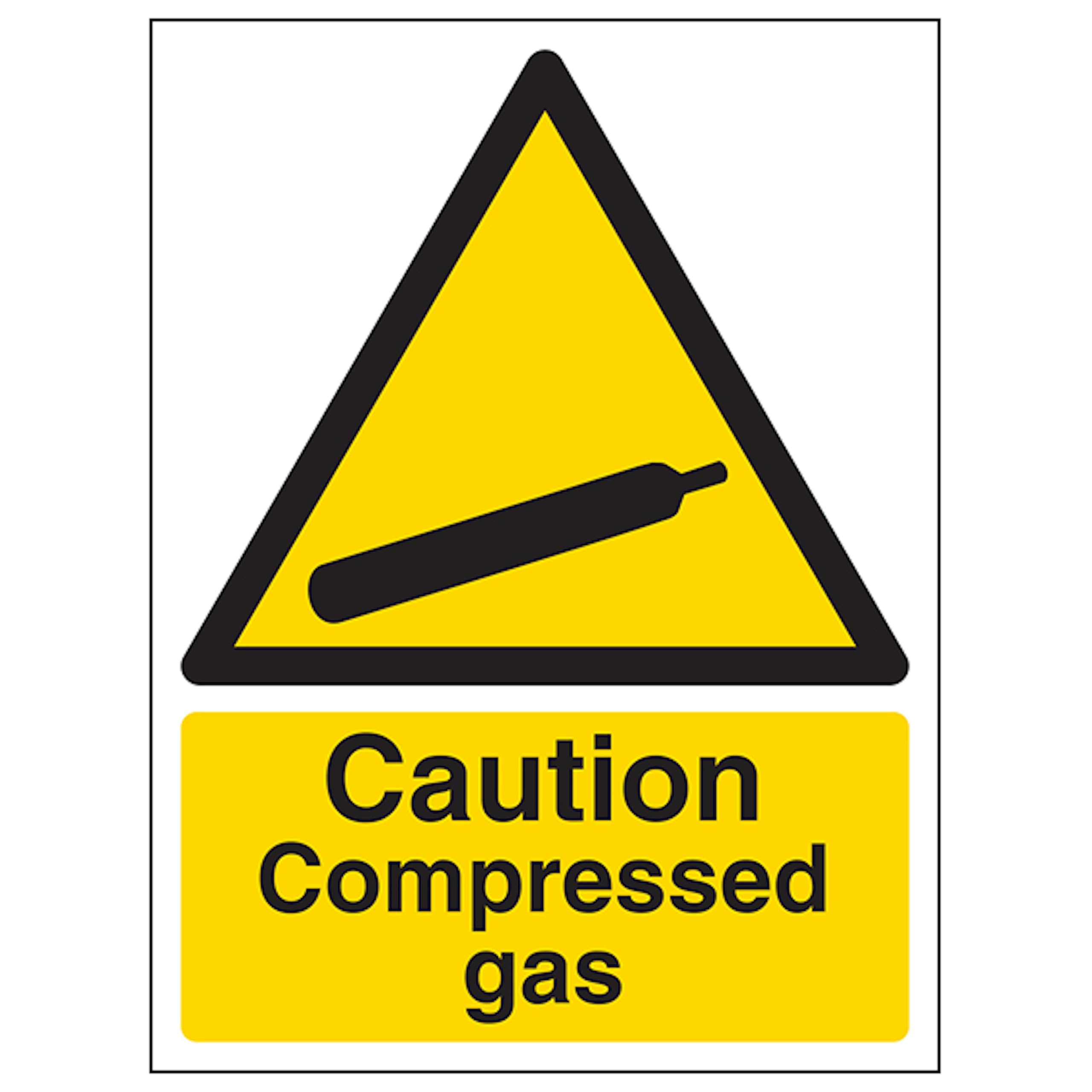 V Safety Caution Compressed Gas - Portrait 150 x 200mm - 2mm Rigid Plastic Safety Sign