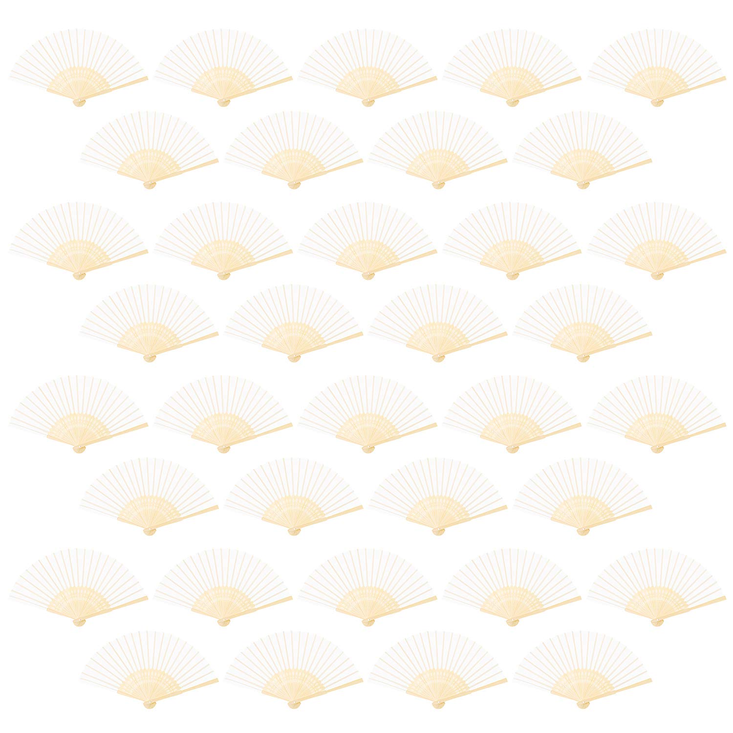 URATOT 36 Pcs White Silk Folding Fans