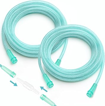 Oxygen Tubing 2 x 50 Ft Continuous Non Kinking High Flow, Medical Grade Universal Oxygen Hoses for Home Use, Compatible w/Standard Oxygen Therapy Devices & Connectors, O2 Tubing for Concentrator