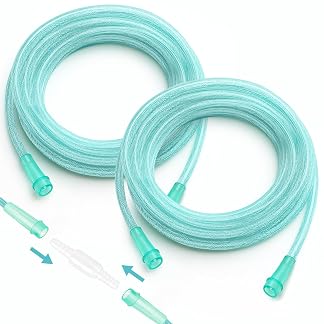 Oxygen Tubing 2 x 50 Ft Continuous Non Kinking High Flow, Medical Grade Universal Oxygen Hoses for Home Use, Compatible w/Standard Oxygen Therapy Devices & Connectors, O2 Tubing for Concentrator
