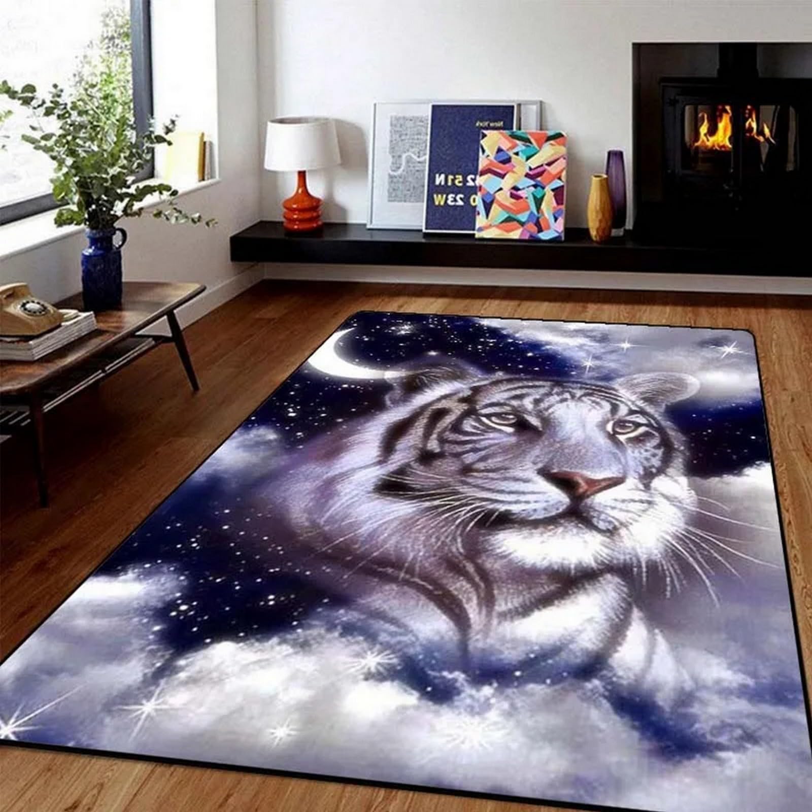 Area Carpet Tiger Wild Animal ，3D Printed Large Area Rug， Non Slip Foldable For Living Room Dining Contemporay Bedroom Luxe Print Foyer Mat Rug - Easy Clean 60 X 90 Cm / 23.6" X 35.4" -0D7E0Z1