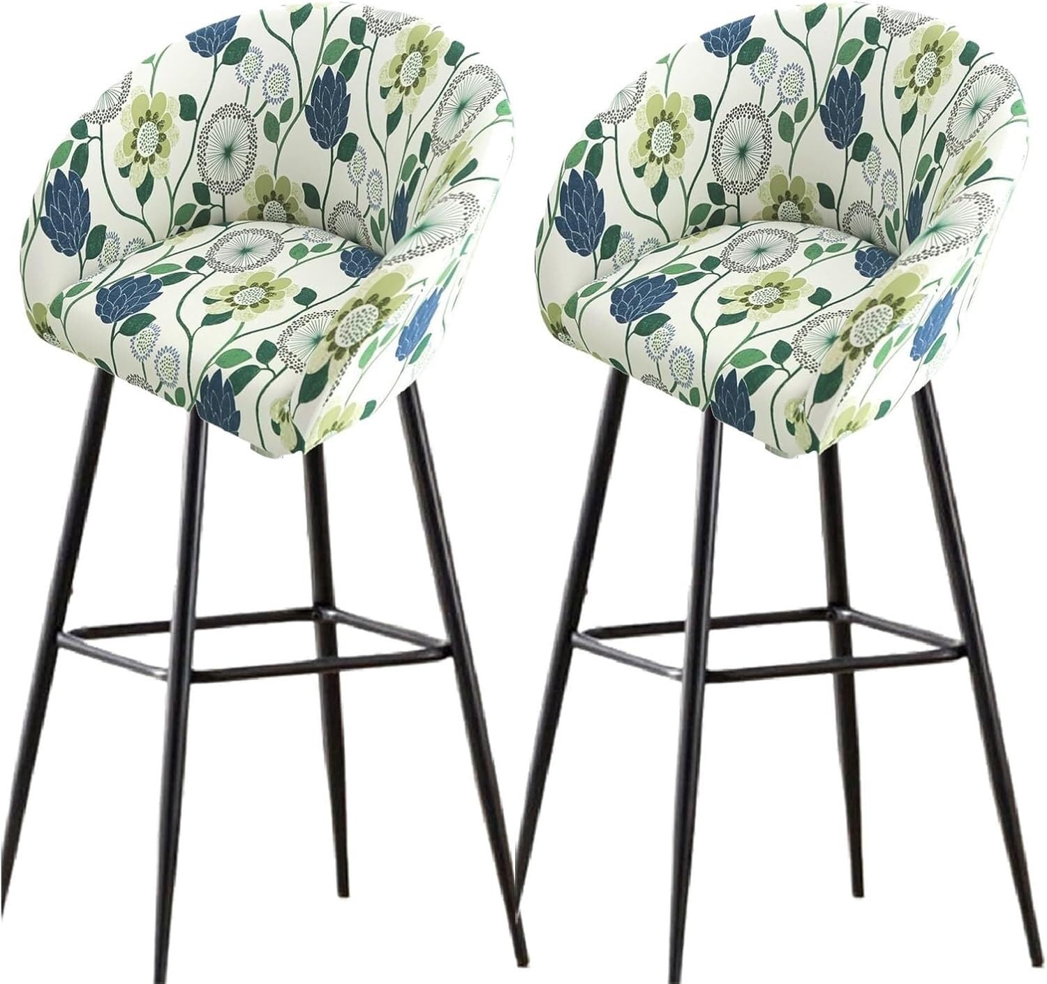 Bar Stools Cover,Short Back Chair Cover, Swivel Chair Slipcovers with Back, Stretch Bar Stool Chair Slipcovers with Round Backs Arms Curved Accent,Counter Bar Stool Cover for Armchair,Kitchen(H4,2PCS)