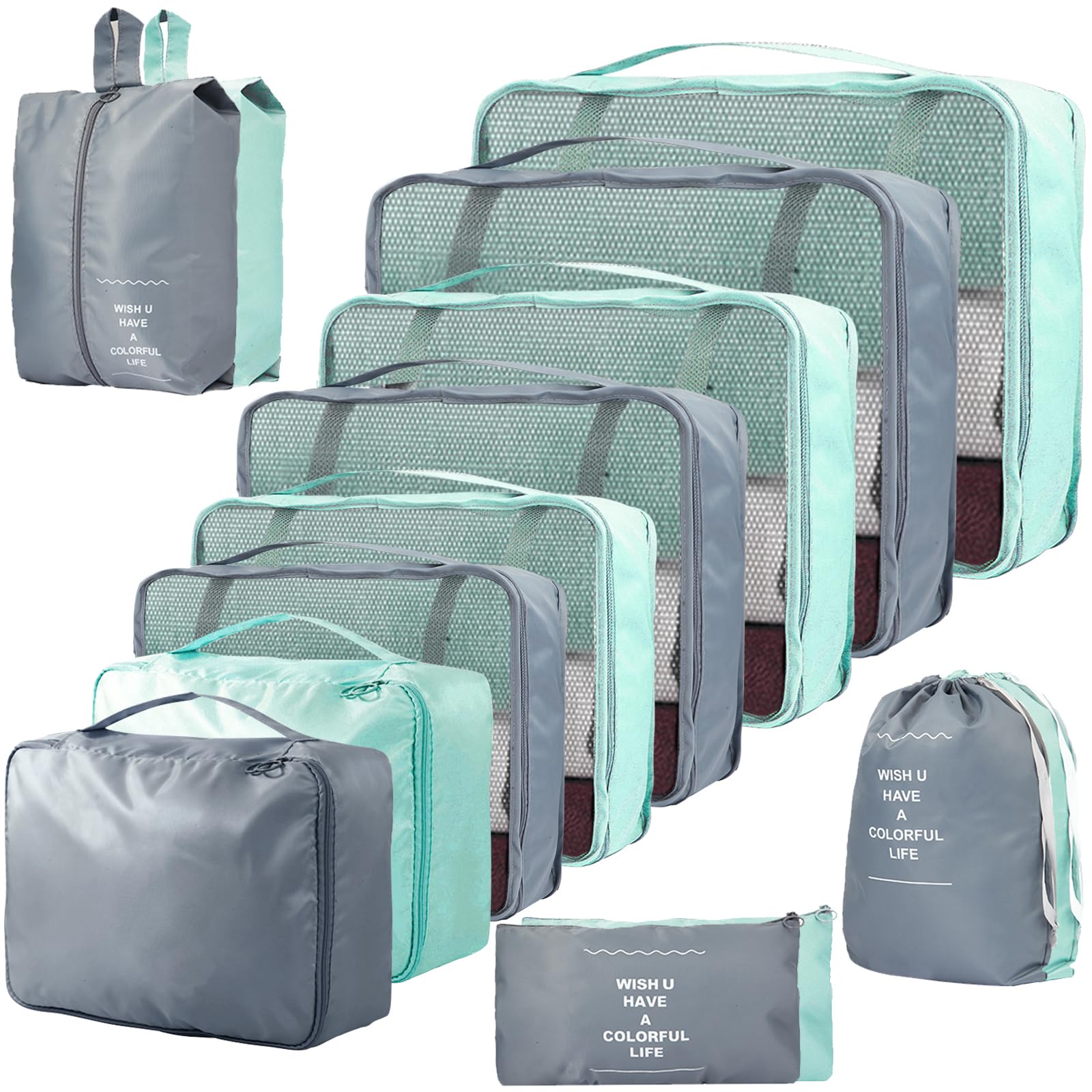 14-teilige Zweifarbige Koffer Organizer, Kofferorganizer Reisezubehör – Packwürfel, Packing Cubes & Packtaschen, Ordnungssystem für Koffer bei Urlaub & Reisen