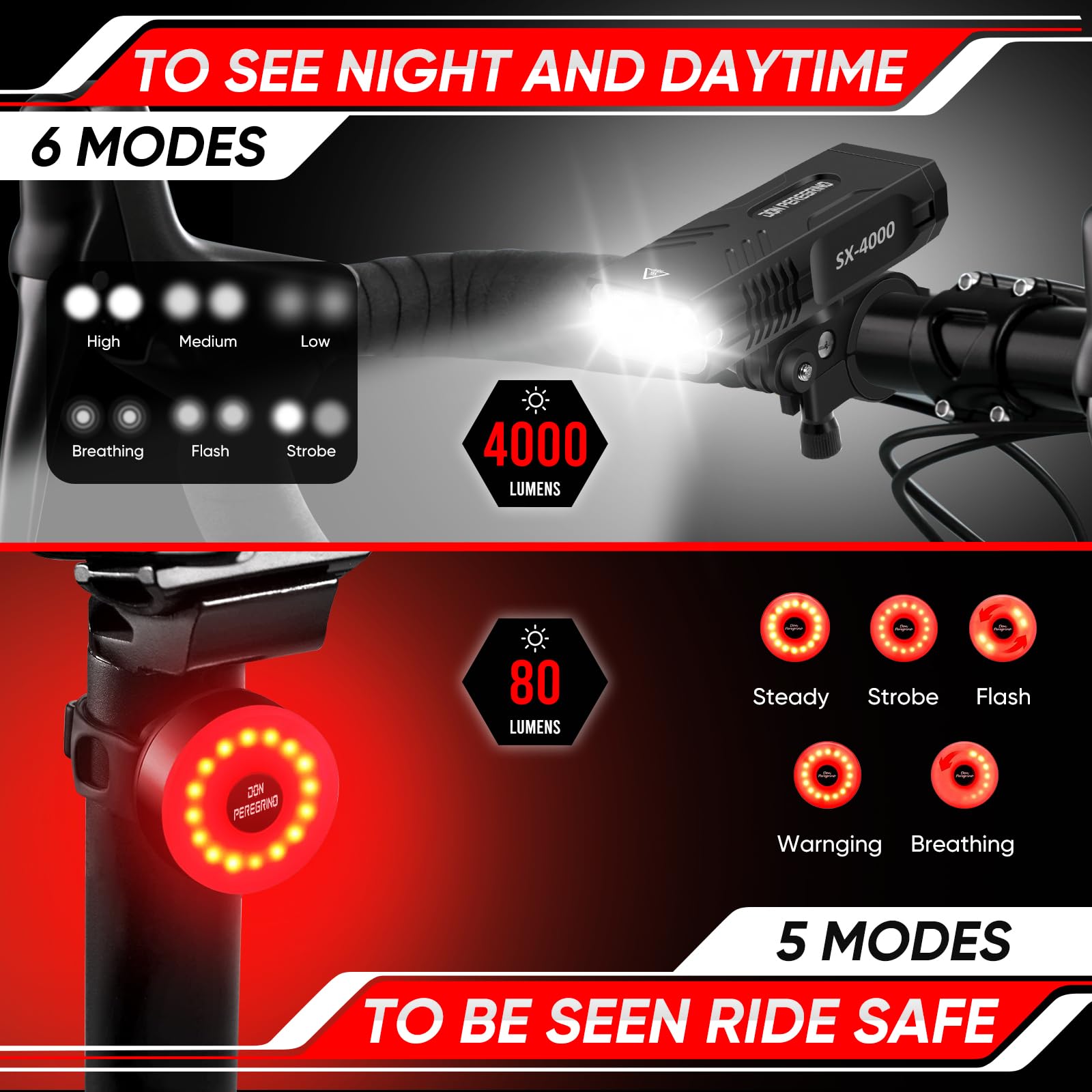 Bike Headlight Gaciron V9C400 Aluminum Silicone Usb Rechargeable