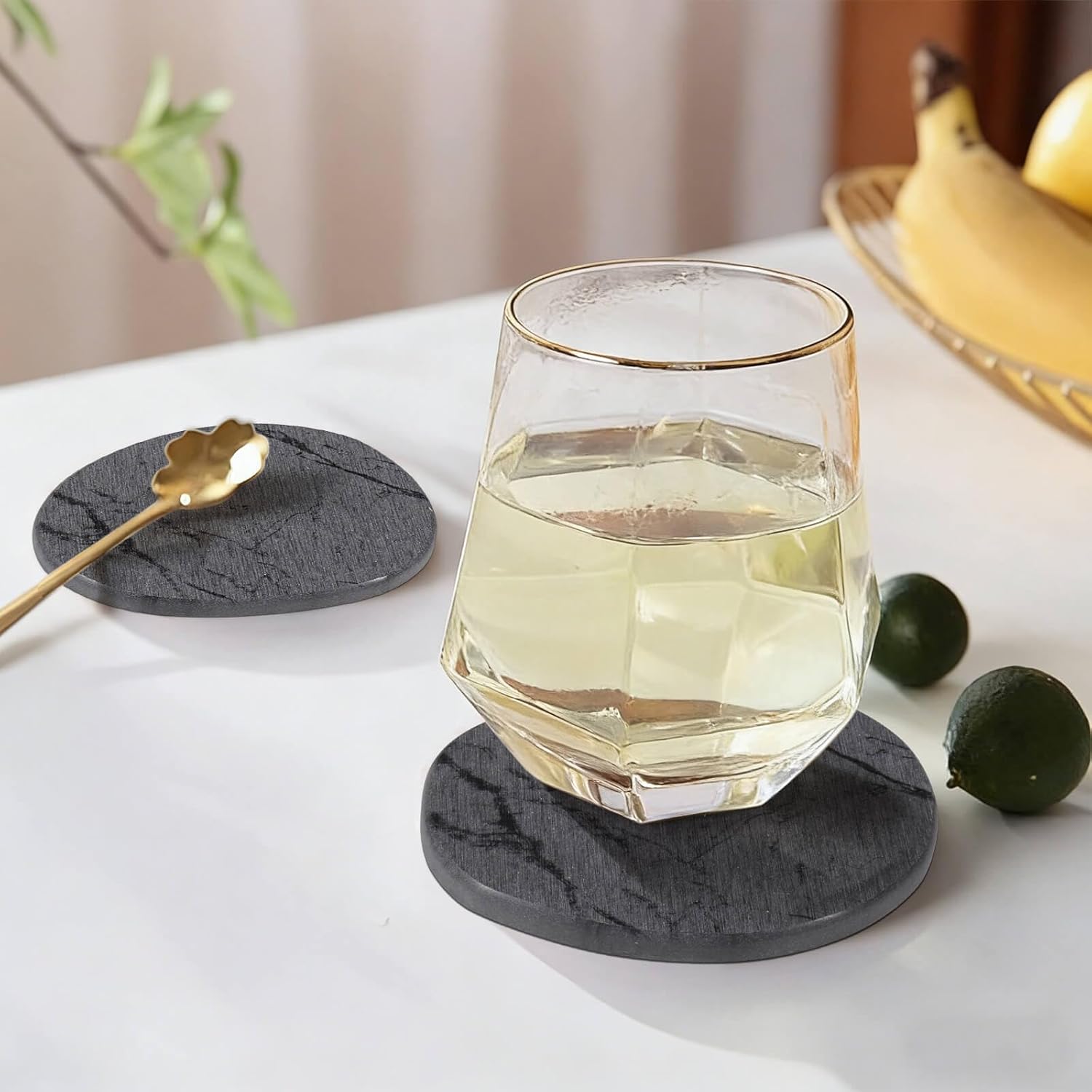 Stone Dish Drying Mat for Kitchen Counter - Large Foldable Marbled Quick Drying Dish Mats With Stone Coasters Set of 4 Collapsible Ultra Absorbent Diatomaceous Earth Mats for Bathroom (Grey)