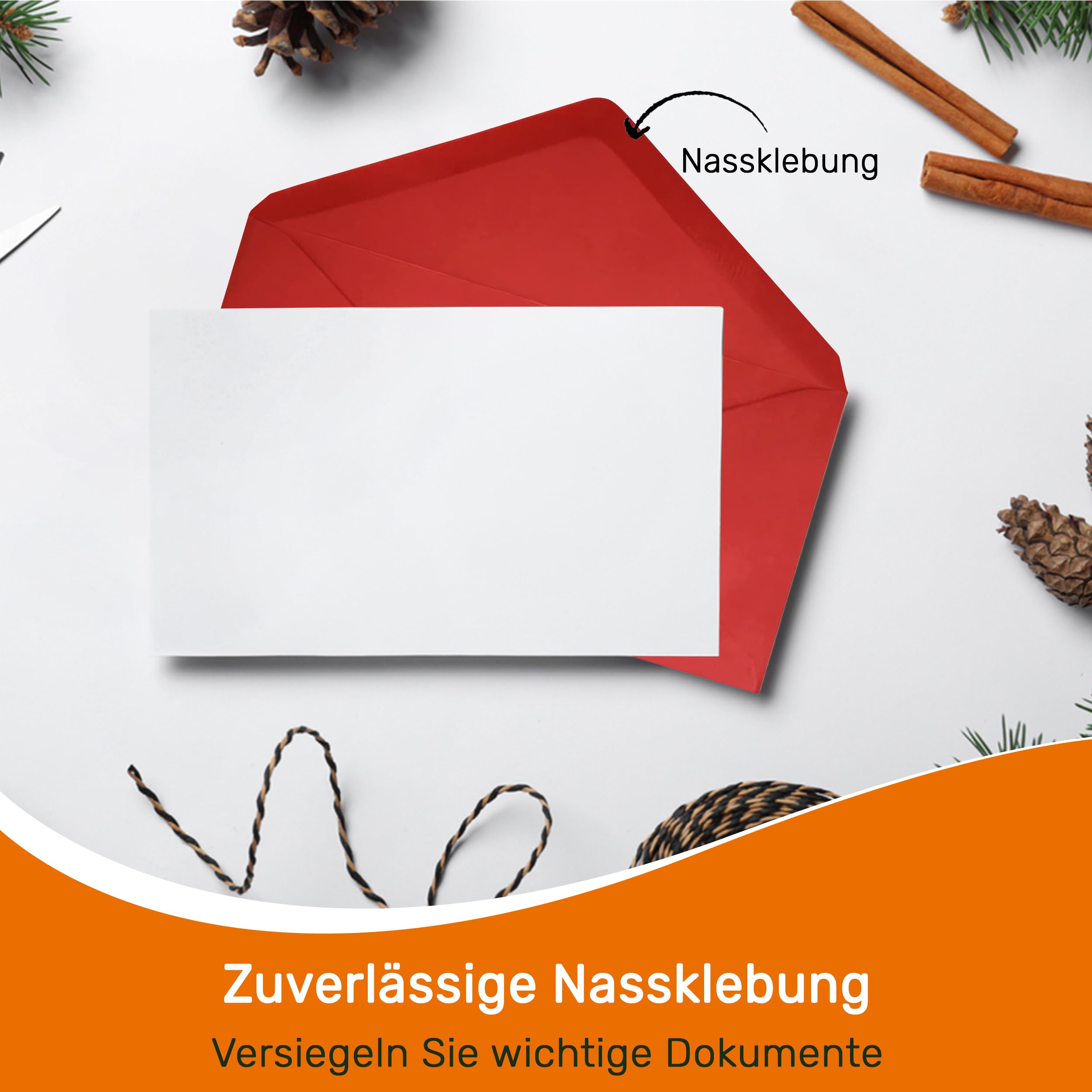 Umschläge DIN Lang (220 x 110 mm), Nassklebung - Dunkelblau | Stabile Papierumschläge im 200er-Pack mit Nassklebung für Einladungen, Rechnungen und Grußkarten.