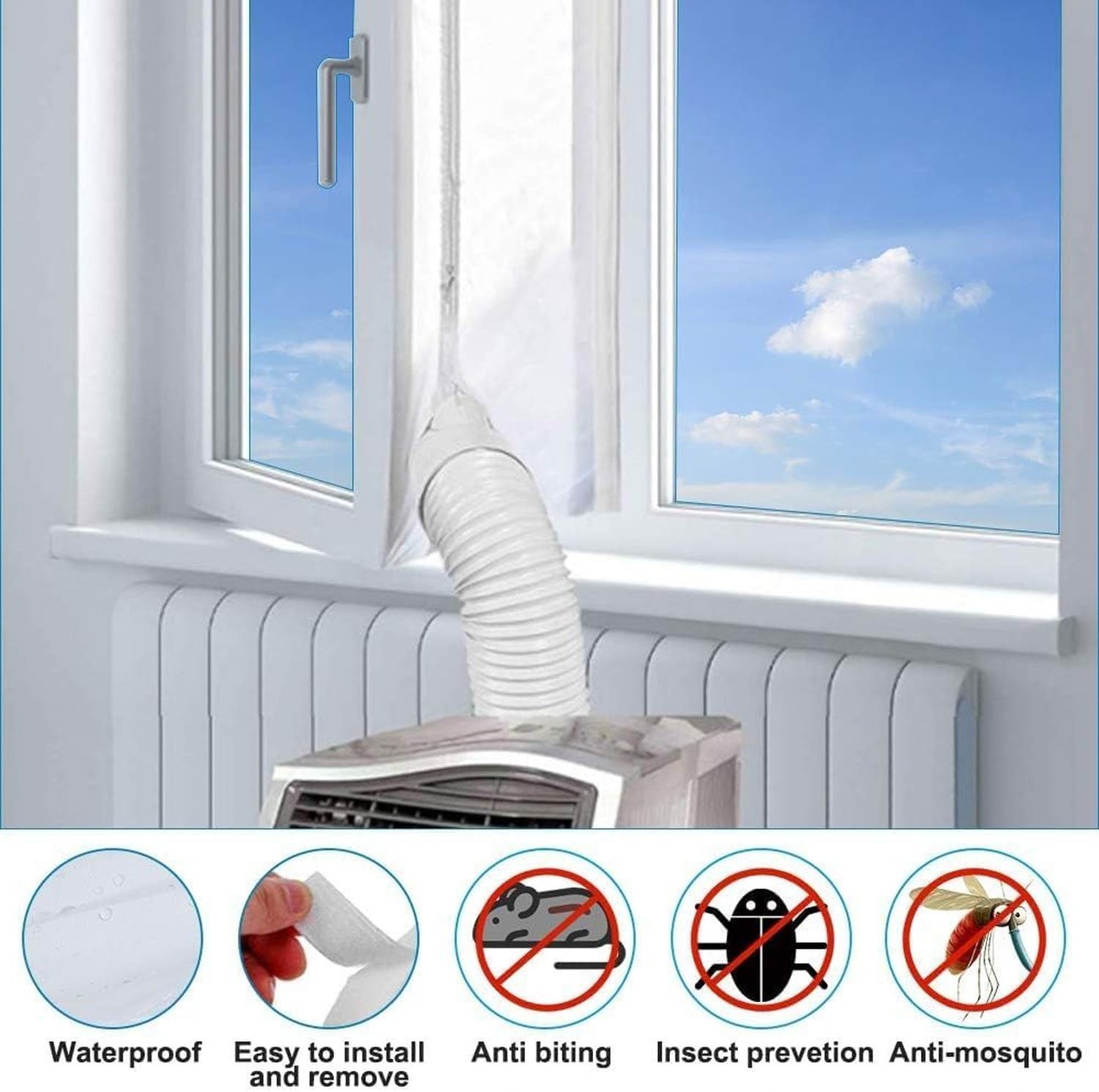 Uszczelka do okna 400 cm do klimatyzatora przenośnego na wymiar, White, Window Seal 560CM