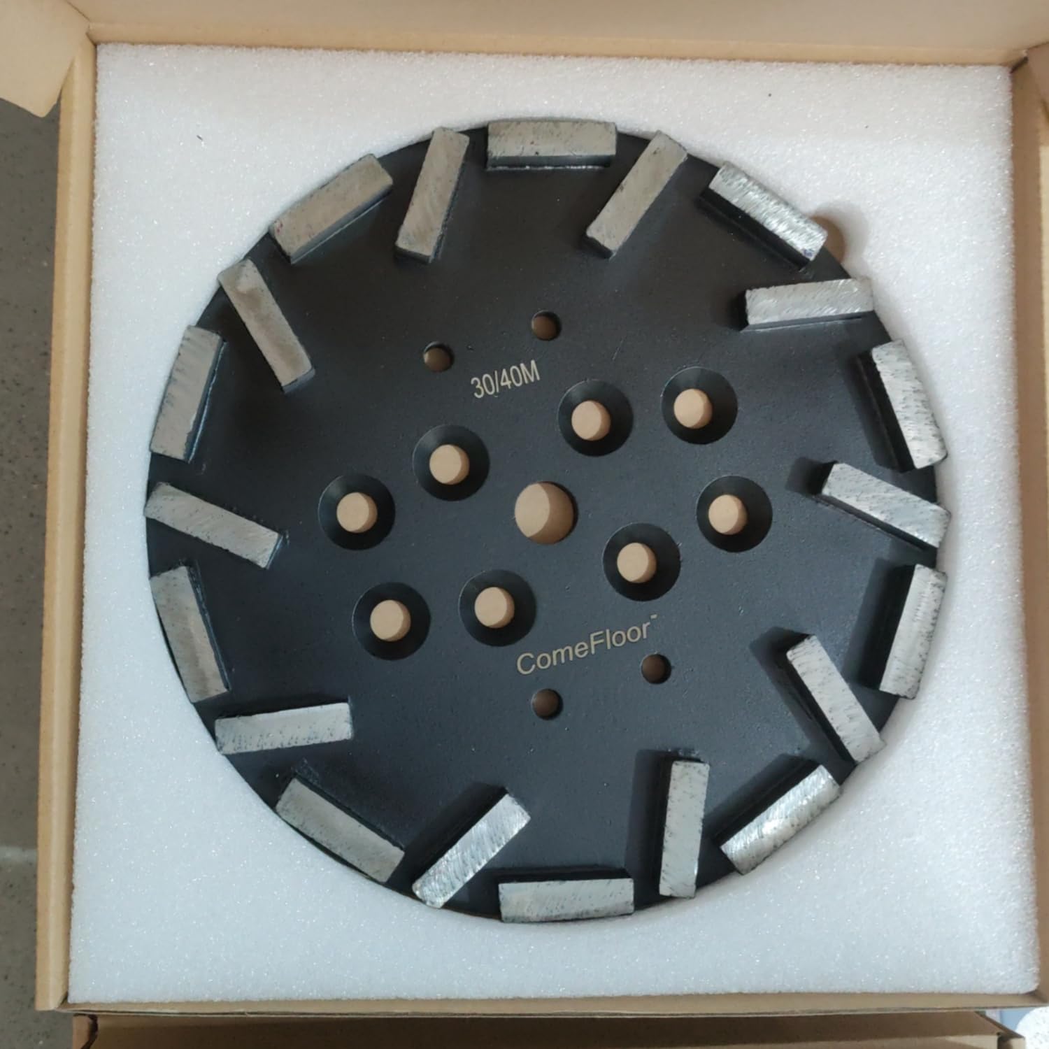 Placa de molienda de diamante de 10 pulgadas para suelo de hormigón, disco de 20 segmentos compatible con amoladoras Edco Husqvarna Blastrac MK, grano 30/40 de unión media