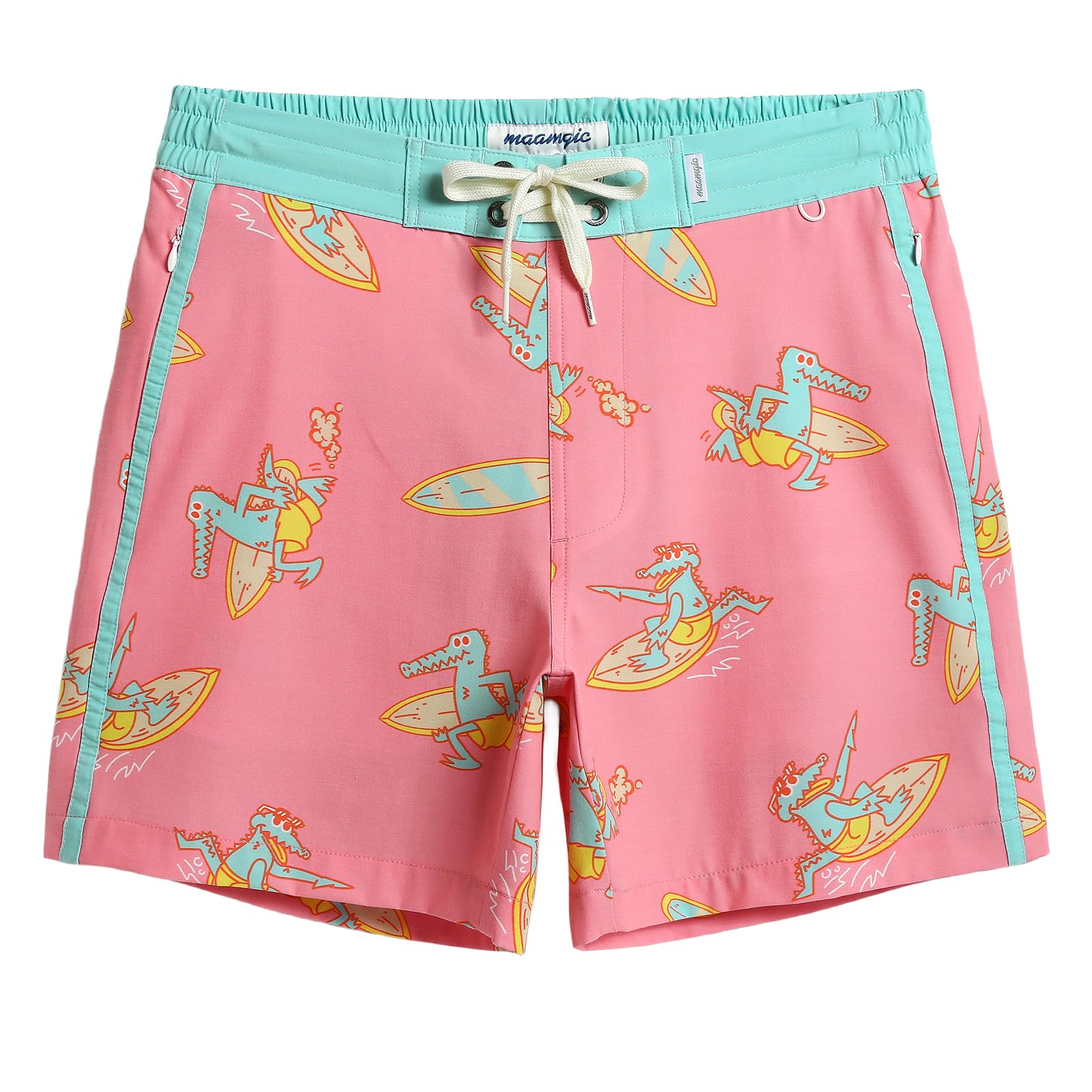 maamgicMen's Swim Trunks Board Shorts Vintage Beach Shorts 4 Way Stretch Quick Dry with Zipper Pockets