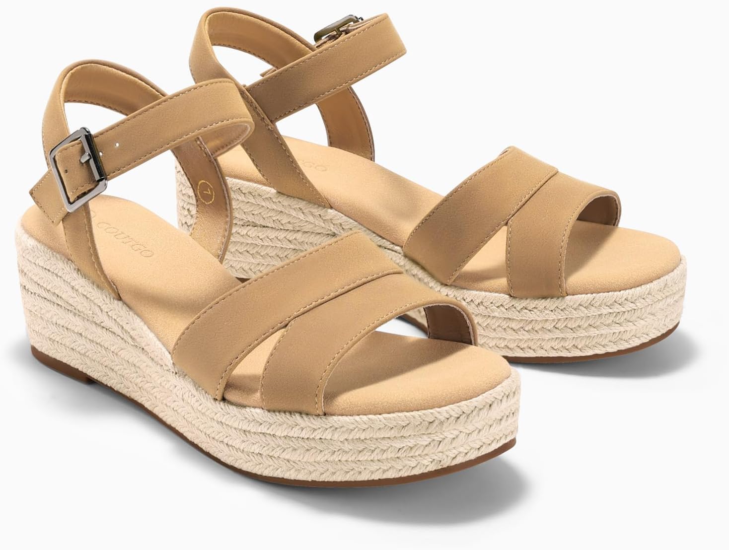 Coutgo Womens Wedge Platform Sandals Espadrille Heels Open Toe Buckle Ankle Strap Summer Shoes - Image 6