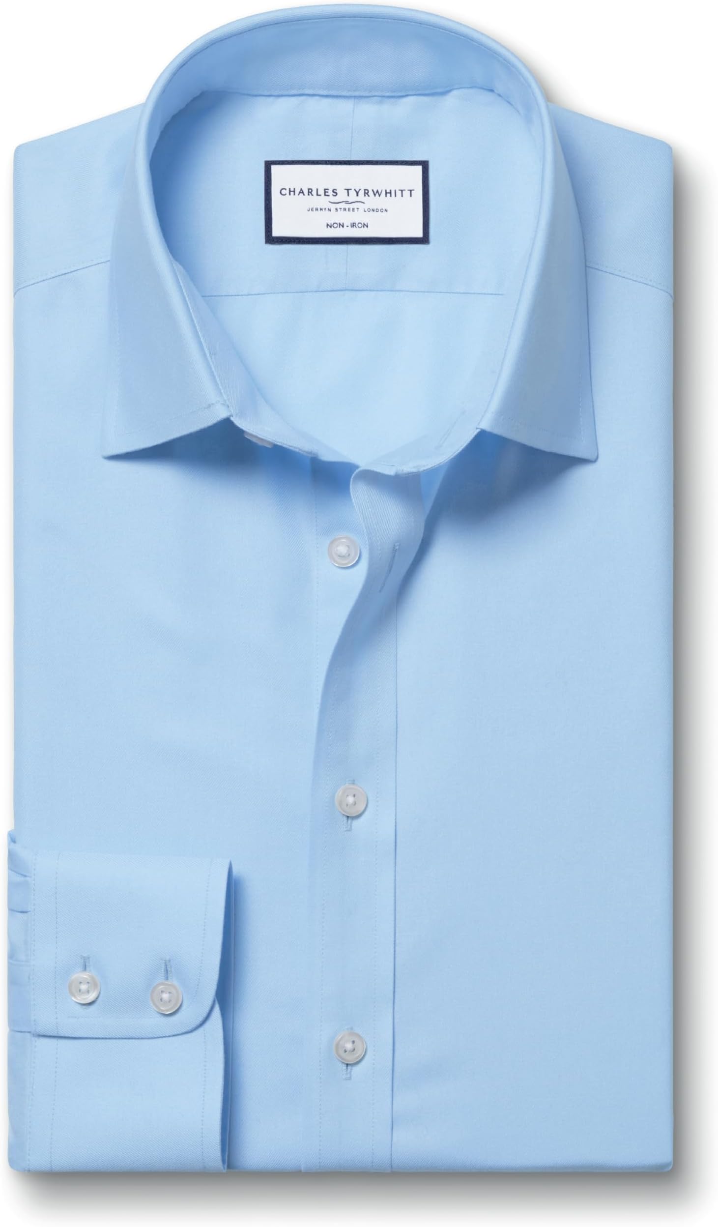 Charles Tyrwhitt Shirts for Men - Sky Blue Non Iron with 100% Cotton Twill - Formal Dress Shirt for Work, Business & Weddings