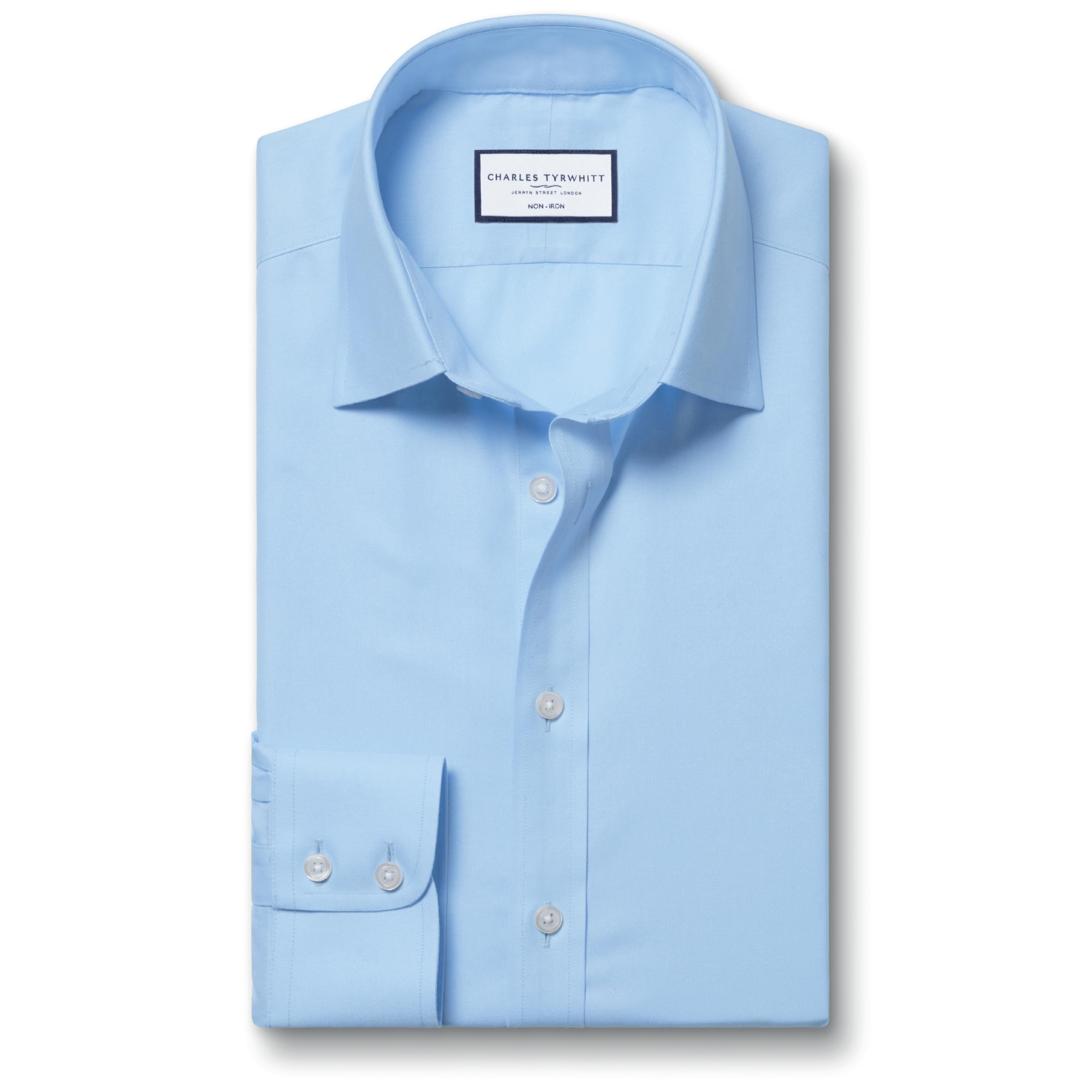 Charles Tyrwhitt Shirts for Men - Sky Blue Non Iron with 100% Cotton Twill - Formal Dress Shirt for Work, Business & Weddings