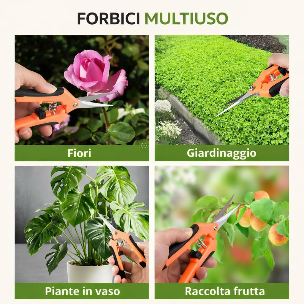 Topolenashop Forbici da Potatura Professionali 165 mm Acciaio Inox Cesoie Lame Dritte Bonsai