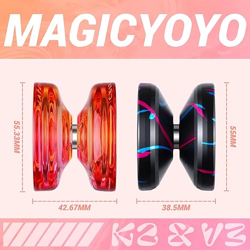 Miniatura 4 de MAGICYOYO Yoyo profesional V3 y Yoyo K2 sensible degradado Yoyo para principiantes, truco Yoyo con doble función con 12 cuerdas de Yoyo, estuche de