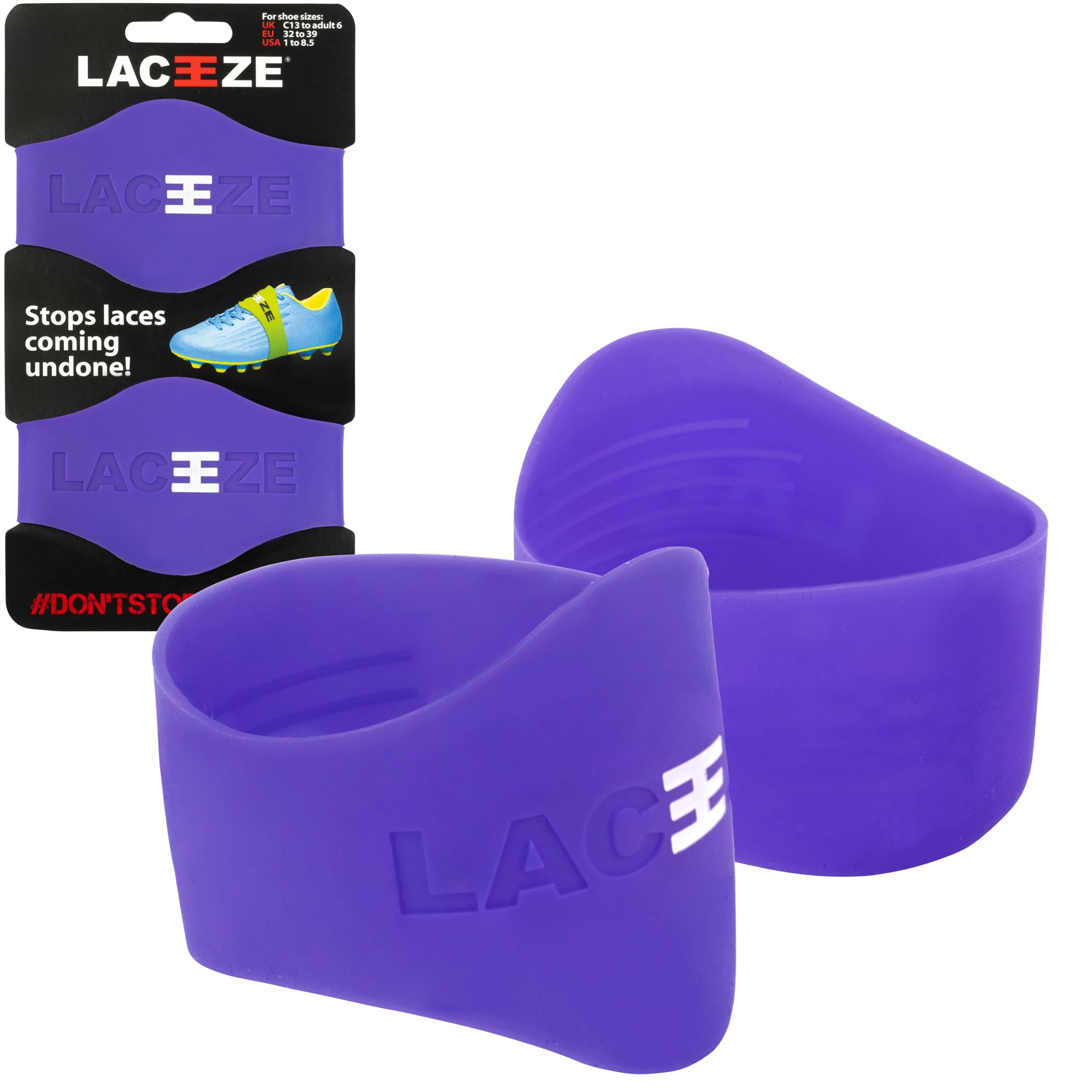 LACEEZE Original Bands – As Seen on Dragons' Den – Ribbed Technology – Secure Laces, Prevents Unraveling, Fits Shoe Size UK C13 – UK 6.5, Ideal for Sports Shoes, Football, Rugby