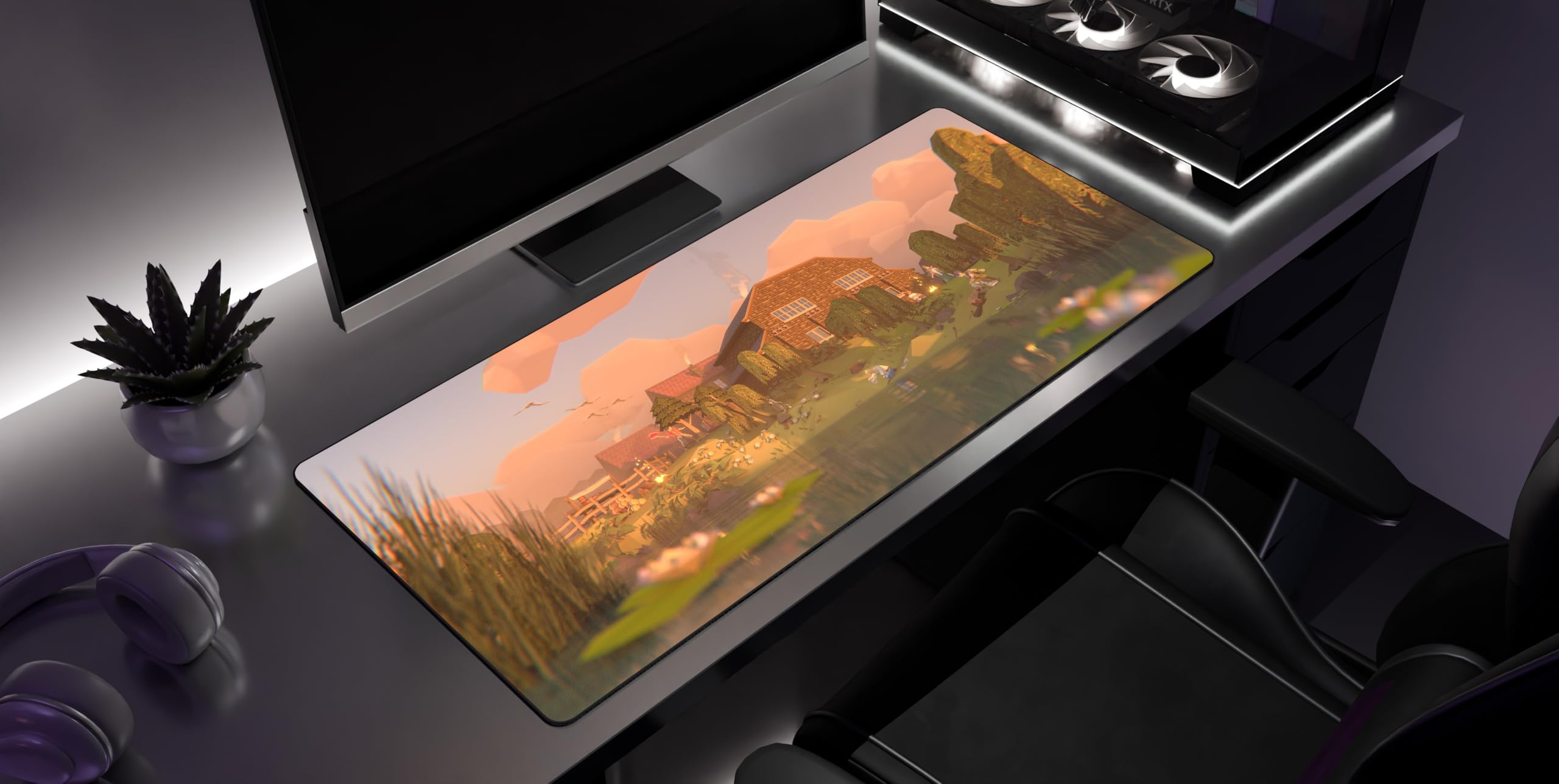 STARFORGE Just Chillin' - Alfombrilla de escritorio para juegos de Old School RuneScape - Alfombrilla grande extendida para mouse y teclado, goma antideslizante impresa/neopreno con bordes cosidos