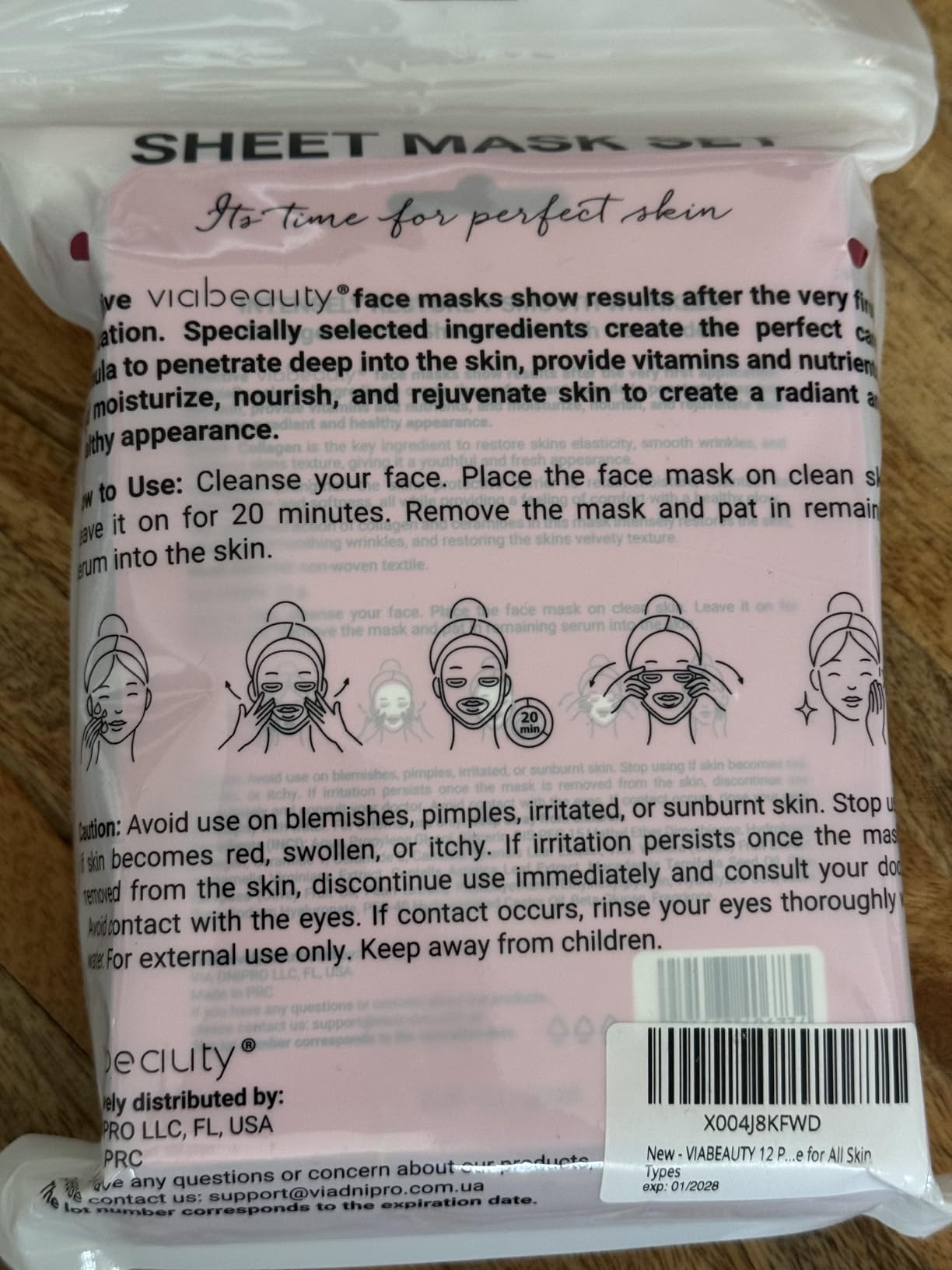 VIABEAUTY 12 Pack of Collagen Face Mask & Hyaluronic Acid Facial Masks with Ceramides & Peptides Complex - Rejuvenating, Deep Hydrating & Moisturizing Face Masks Skincare for All Skin Types