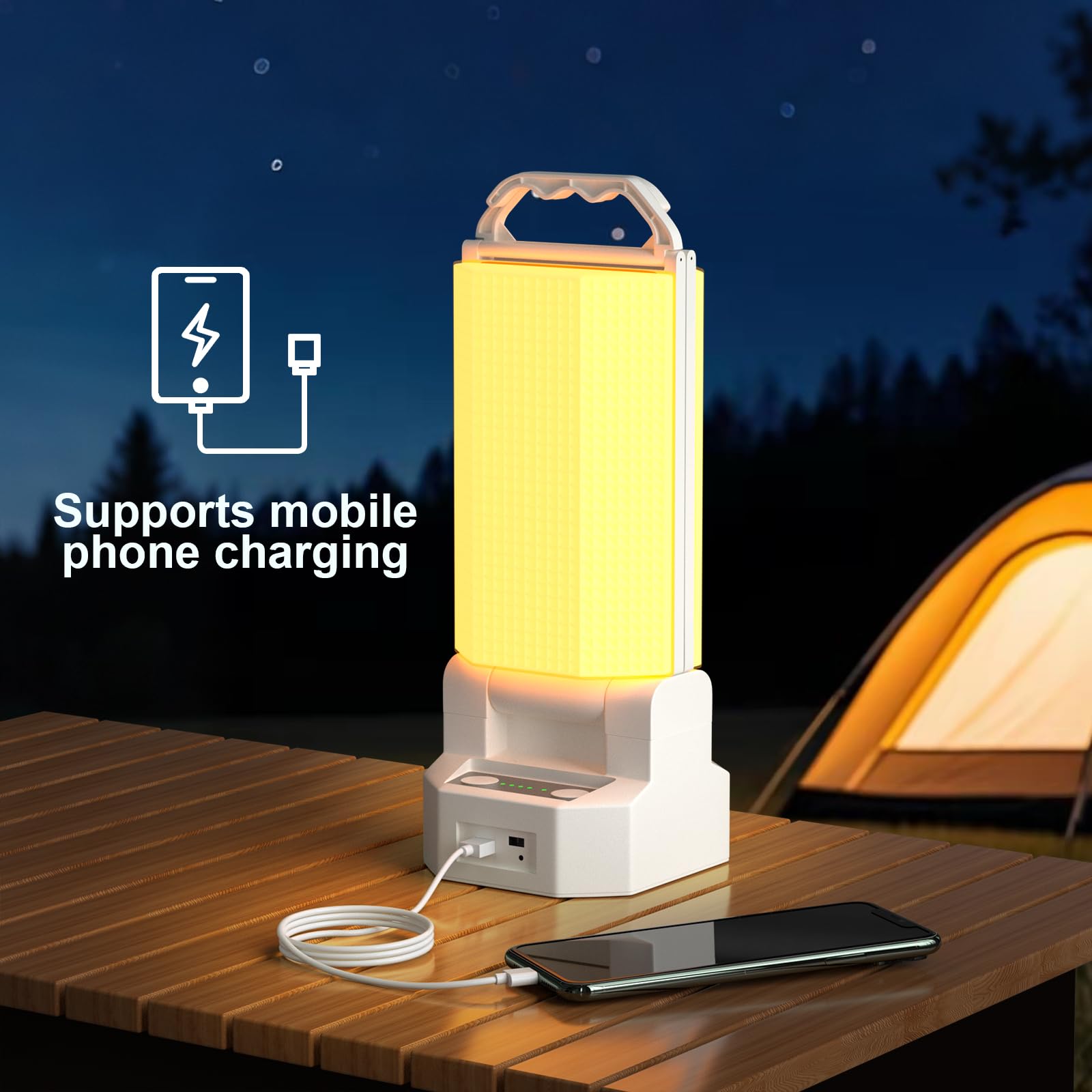 Lanterne Rechargeable Par USB, Lanterne De Camping Solaire LED Portable