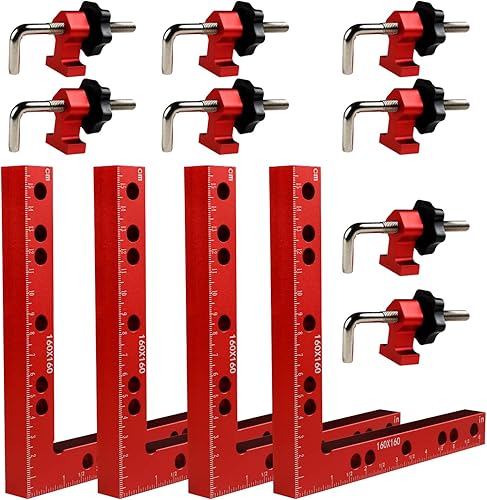 Cuadrados de sujeción para carpintería, 6.3 x 6.3 pulgadas, cuadrados de posicionamiento de 90 grados, abrazaderas de esquina de ángulo recto para