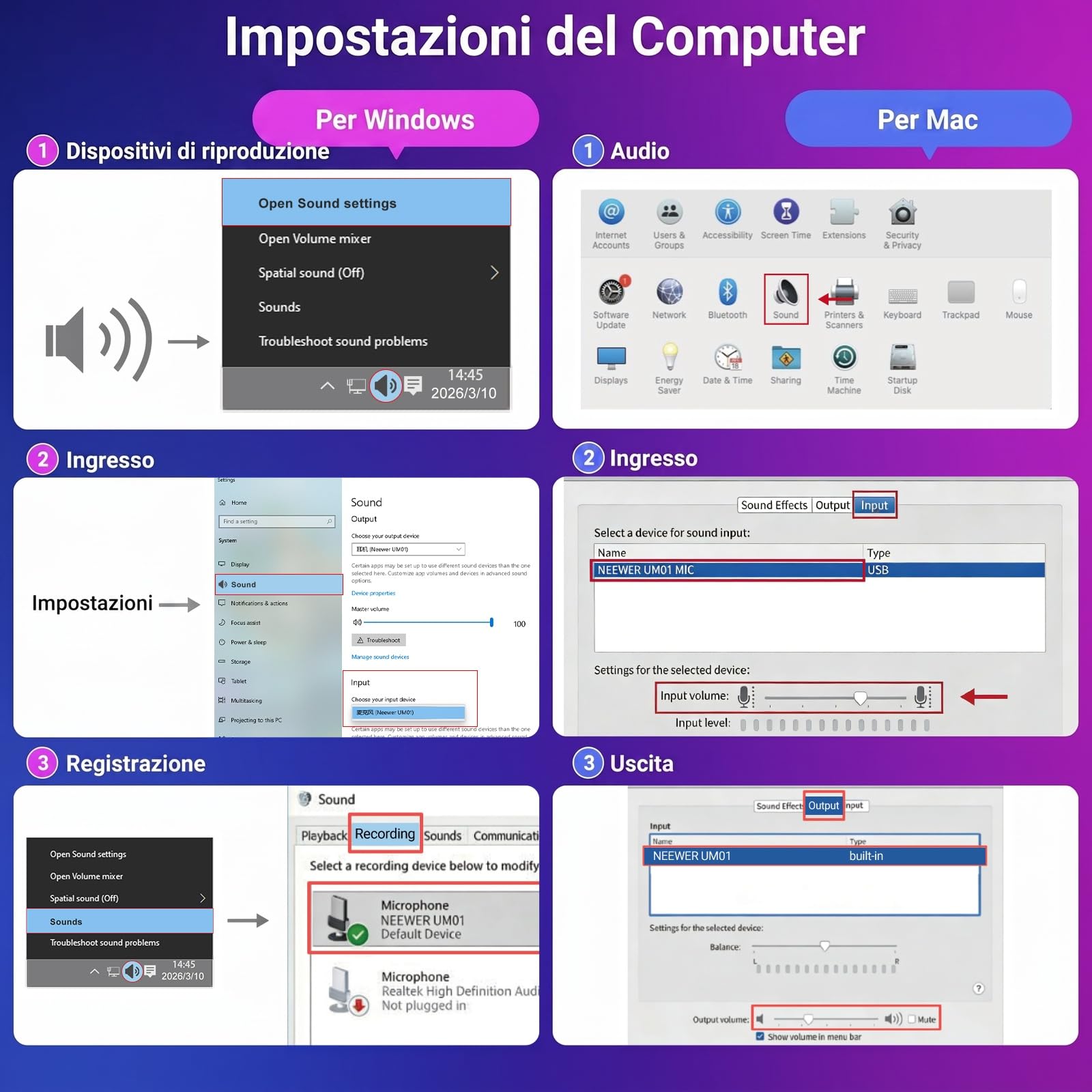 NEEWER UM01 Microfono USB con Anti Rumore AI, Mic a Condensatore Cardioide RGB Plug e Play,Muto/Sinc Musica/Controllo App per Android Windows PC Mac PS4/5 Gioco Registrazione Streaming Podcast Studio