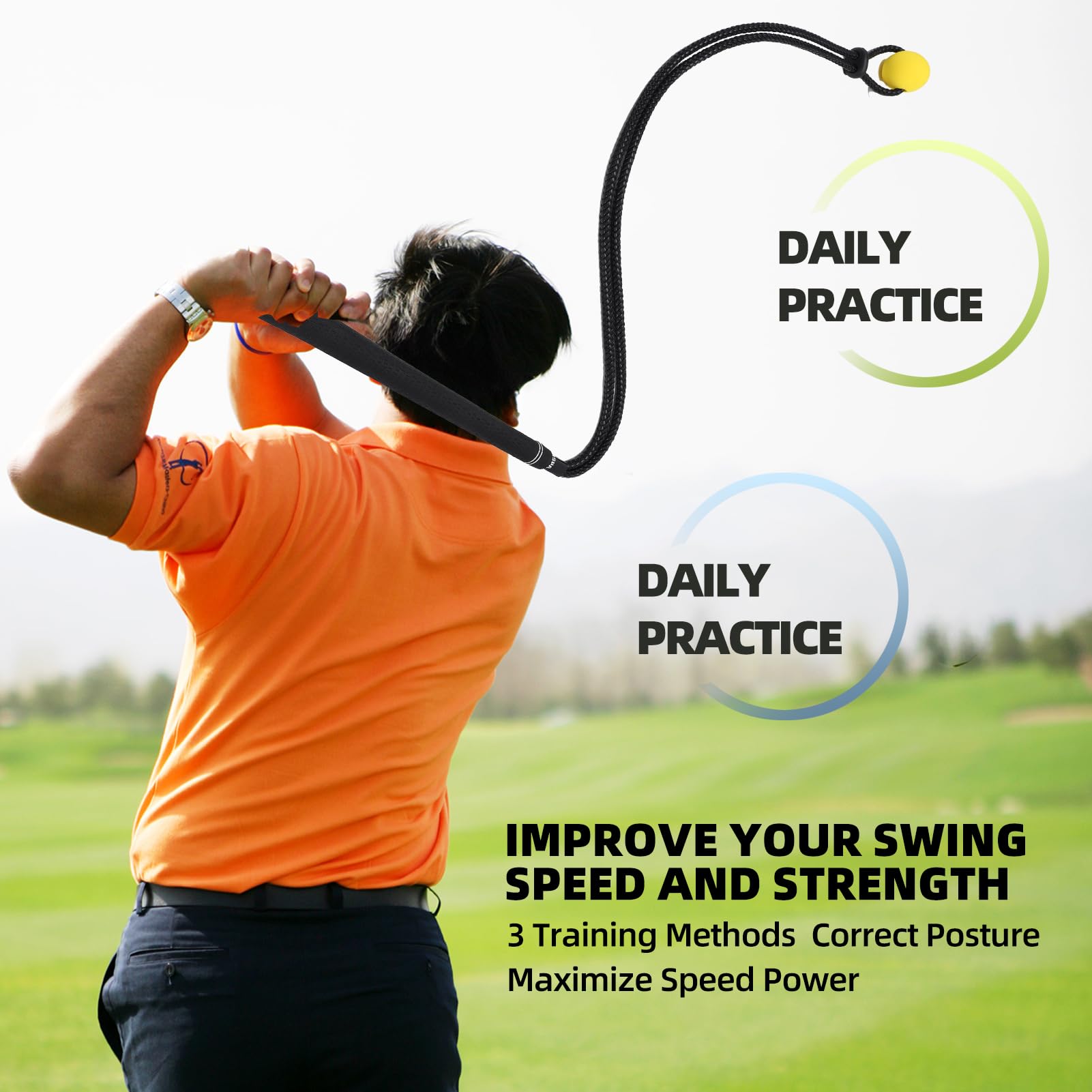 ZEMBSOYA Golf Swing Rope Trainer, Professional Golf Swing Training Aid, Improved Golfers Swing and Master Tempo, Golf Warm-Up Practice Equipment for Golfers of All Levels