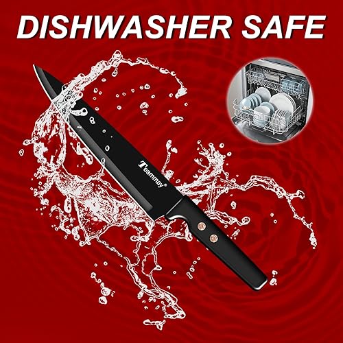 Miniatura 5 de Juego de cuchillos de cocina de 12 piezas, cuchillos de acero inoxidable con revestimiento antiadherente, apto para lavavajillas, juego de cuchillos