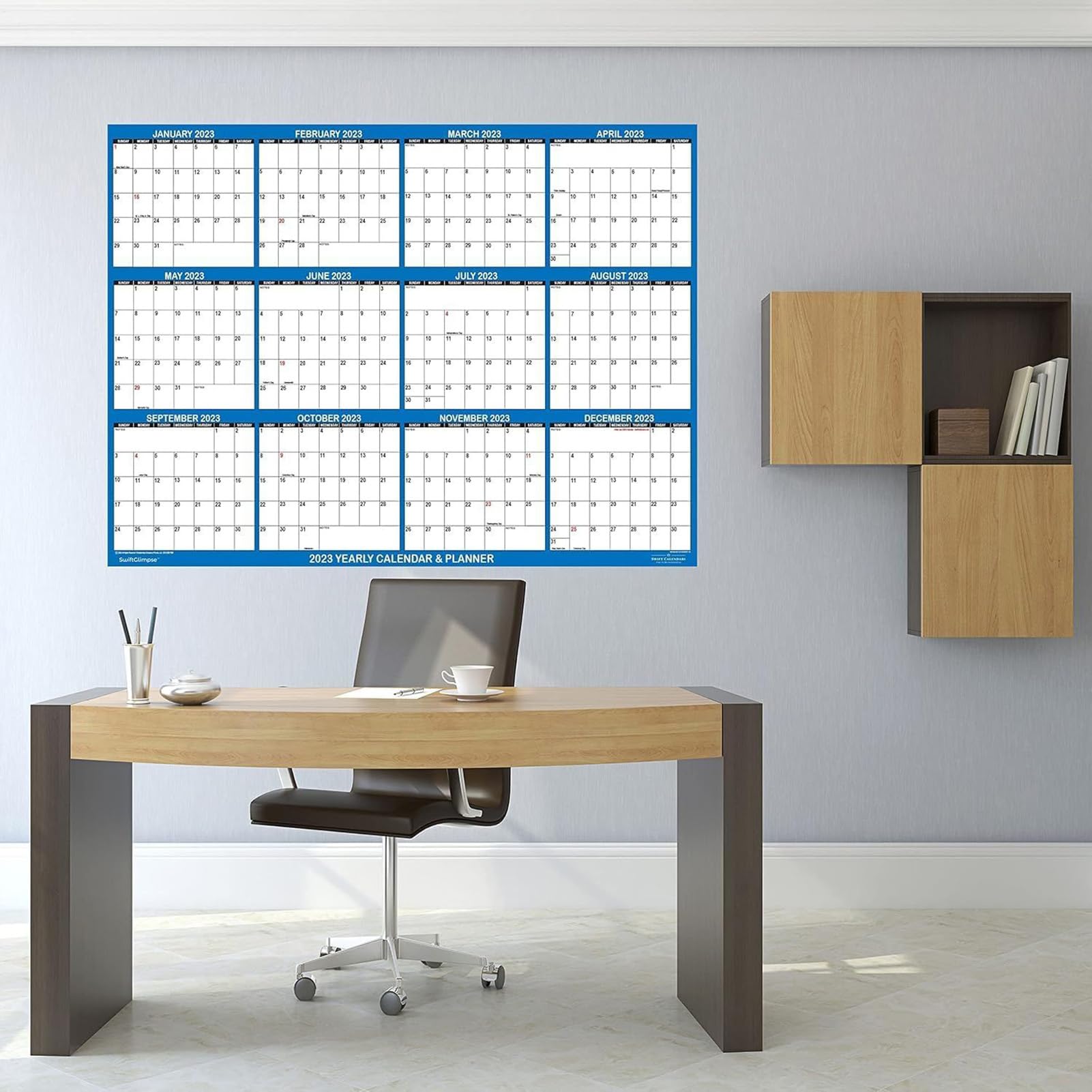 Calendario da Parete Planner Scrivibile per Obiettivi | Annuario Annuale Per Camera Da Studio Dormitorio Soggiorno Appartamento Studenti Adulti