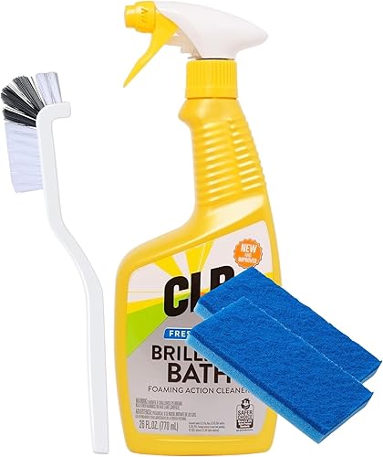 Grehge Kit - CLR Brilliant Kit de limpieza de baño con toalla de microfibra, cepillo de hierro y cepillo de lechada