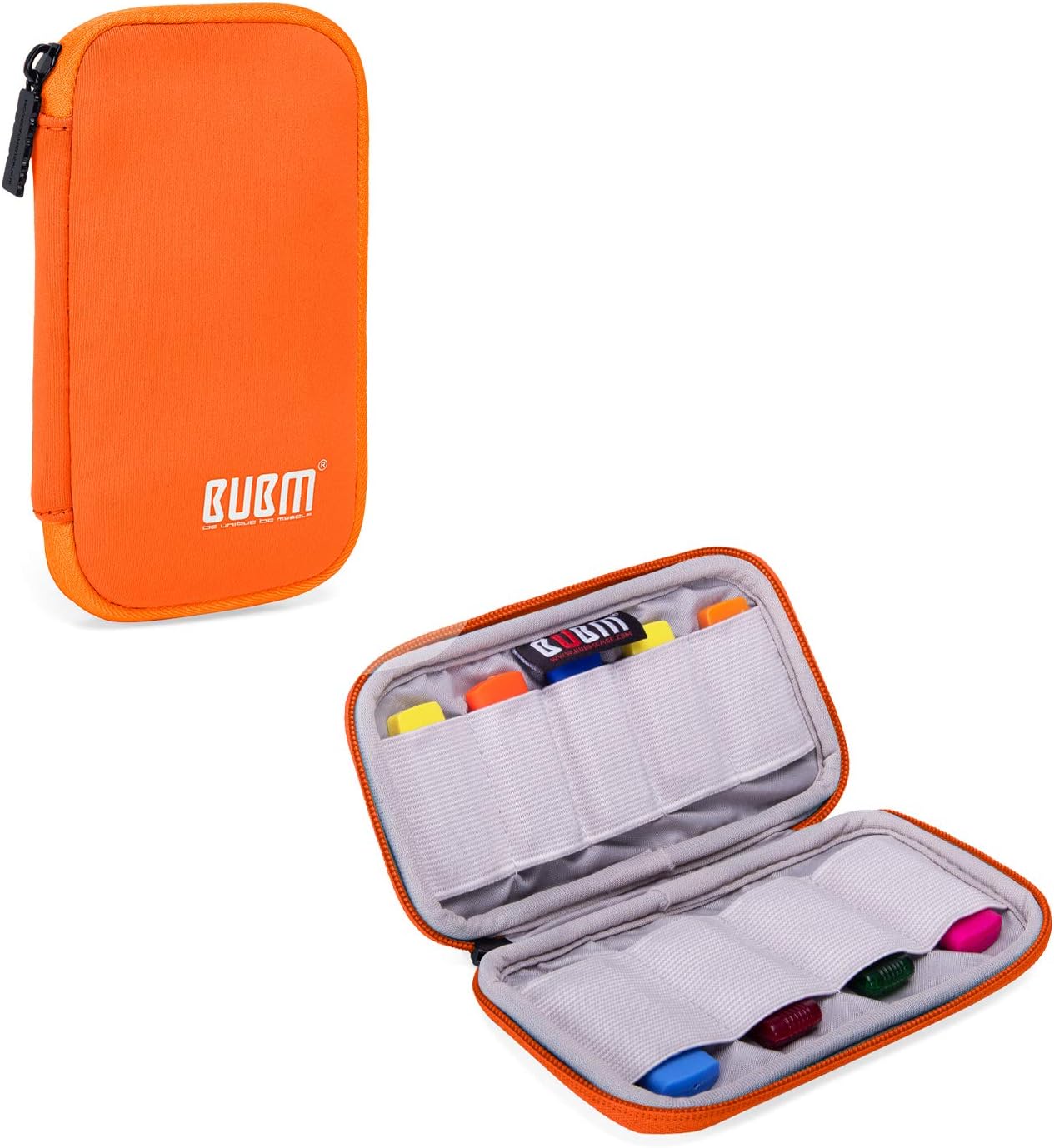 BUBM Mini USB Flash Drive Sticks Carrying Case with Soft Padded Cover, Easy to Carry, 9-Capacity, Orange
