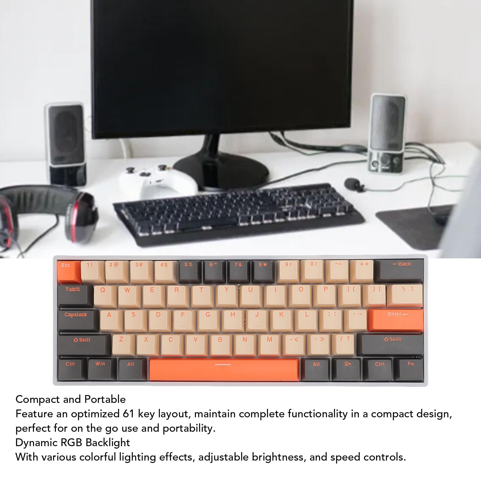 Gugxiom Tastiera Meccanica RGB Wireless a 61 Tasti, BT / 2,4 Ghz/Tipo C Tastiera da Gioco Bluetooth 5.0 a 3 modalità con Tasti Completi Sostituibili a Caldo, Batteria da 3000 MAh